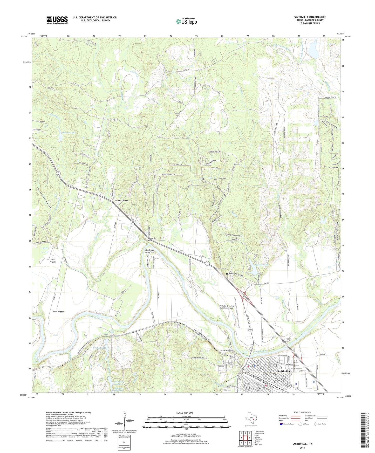 Smithville Texas US Topo Map Image