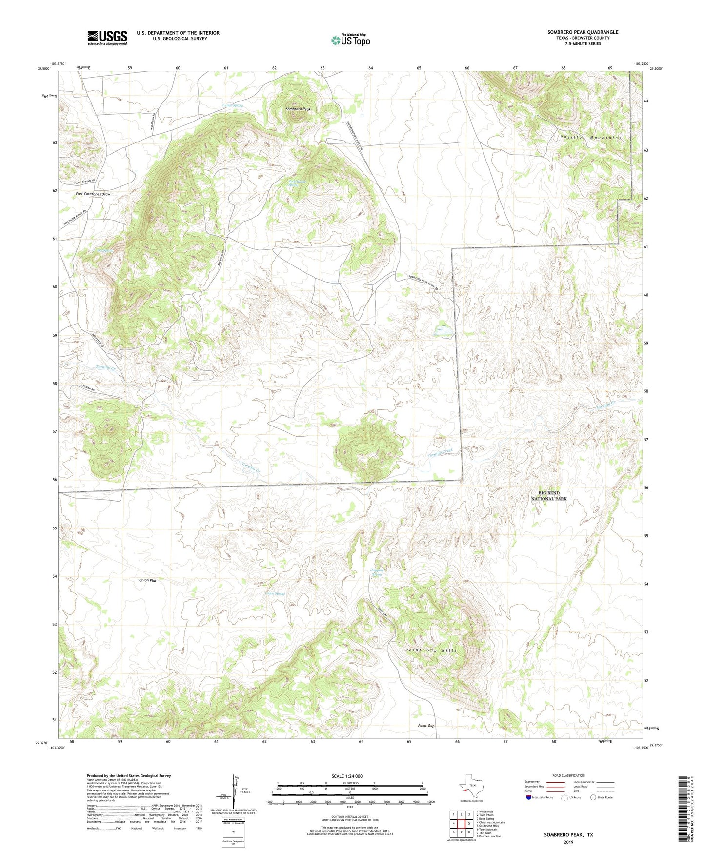 Sombrero Peak Texas US Topo Map Image