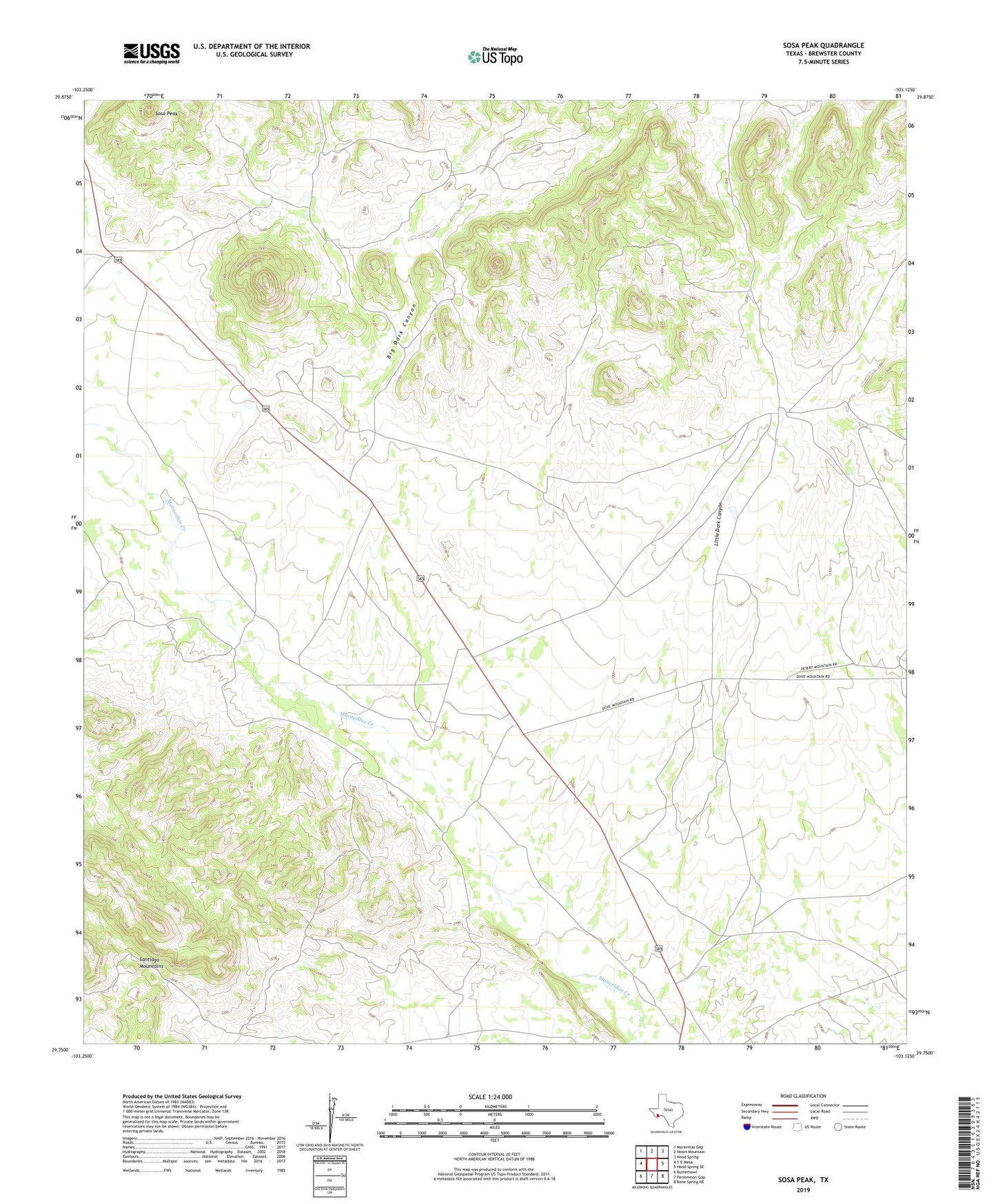 Sosa Peak Texas US Topo Map Image