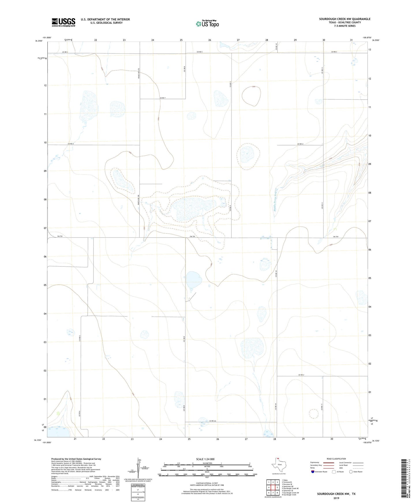 Sourdough Creek NW Texas US Topo Map Image