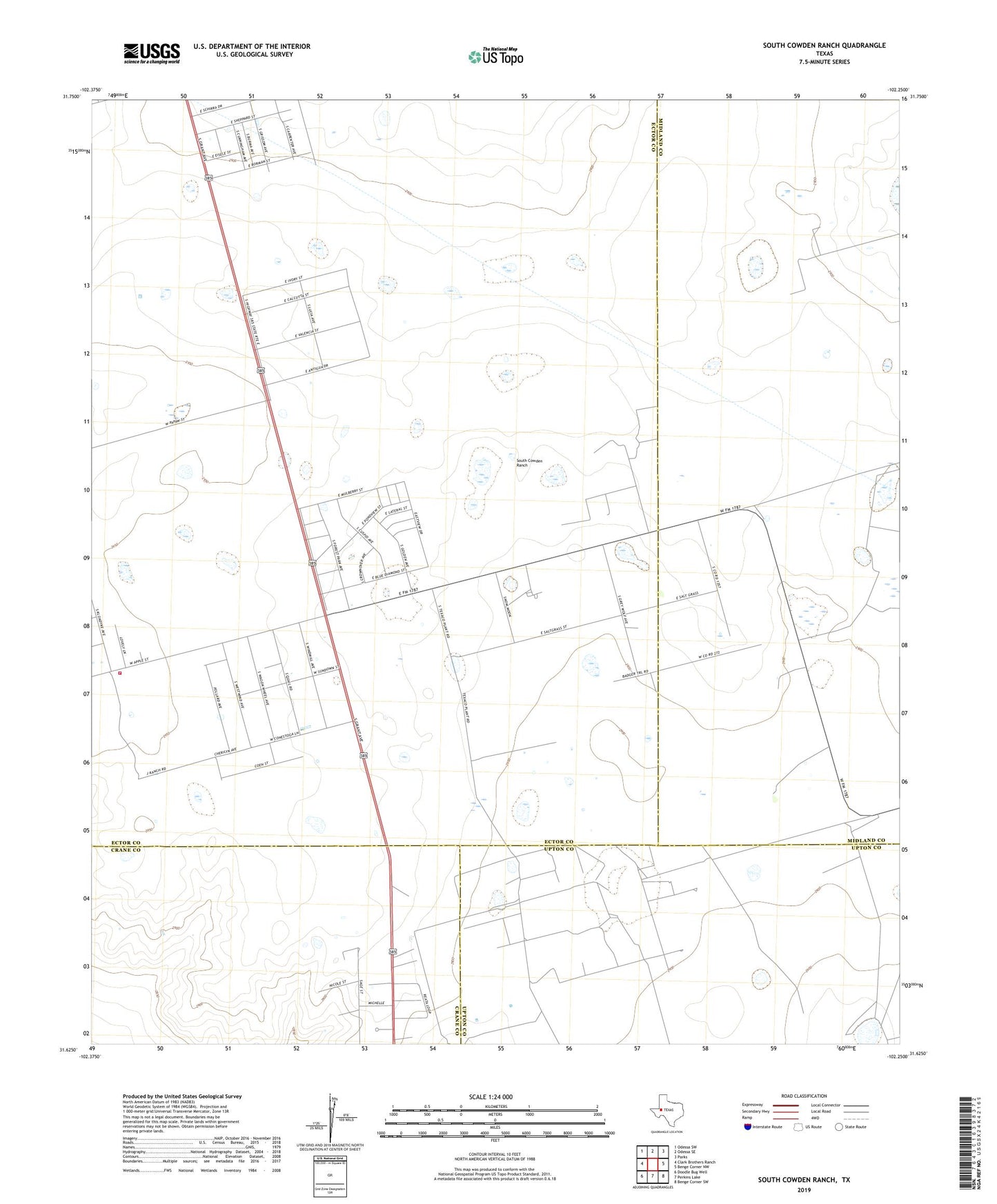 South Cowden Ranch Texas US Topo Map Image
