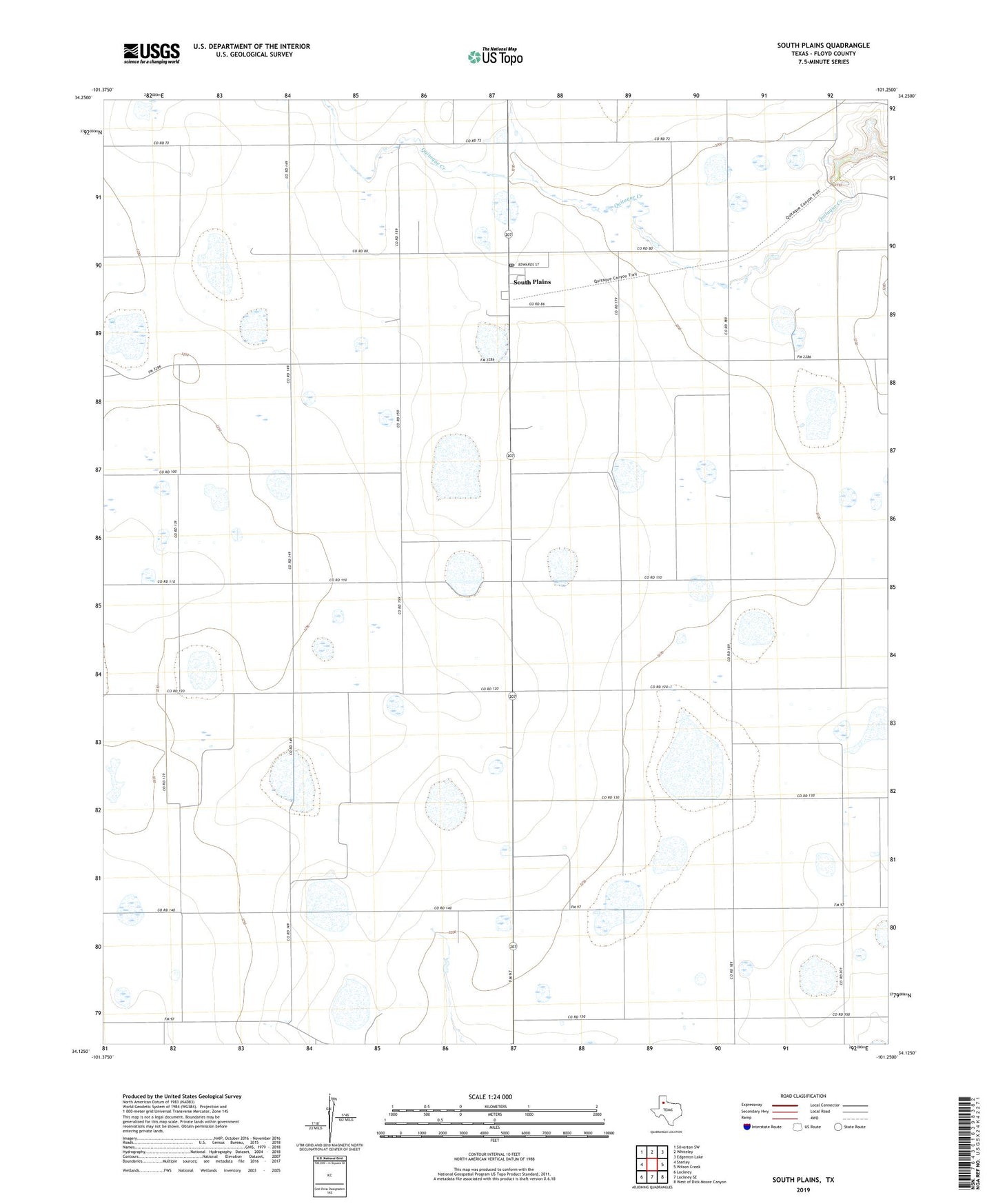 South Plains Texas US Topo Map Image