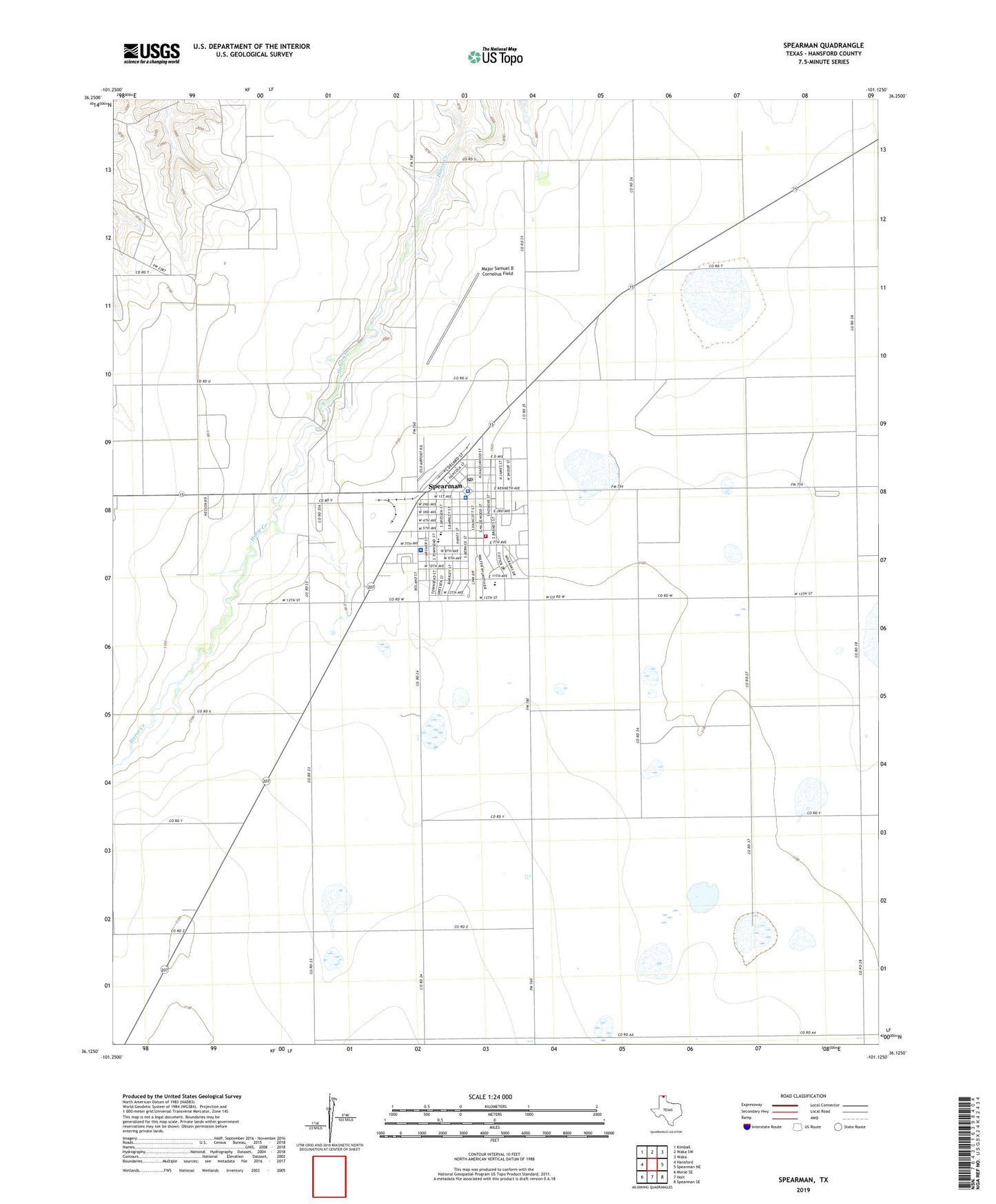 Spearman Texas US Topo Map Image