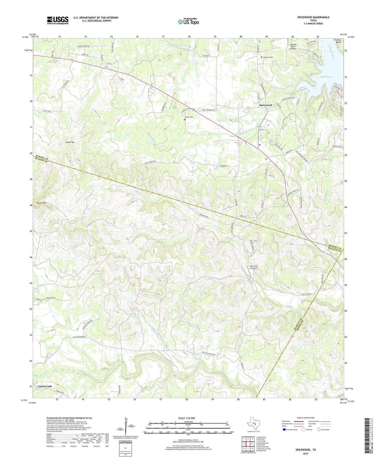 Spicewood Texas US Topo Map Image