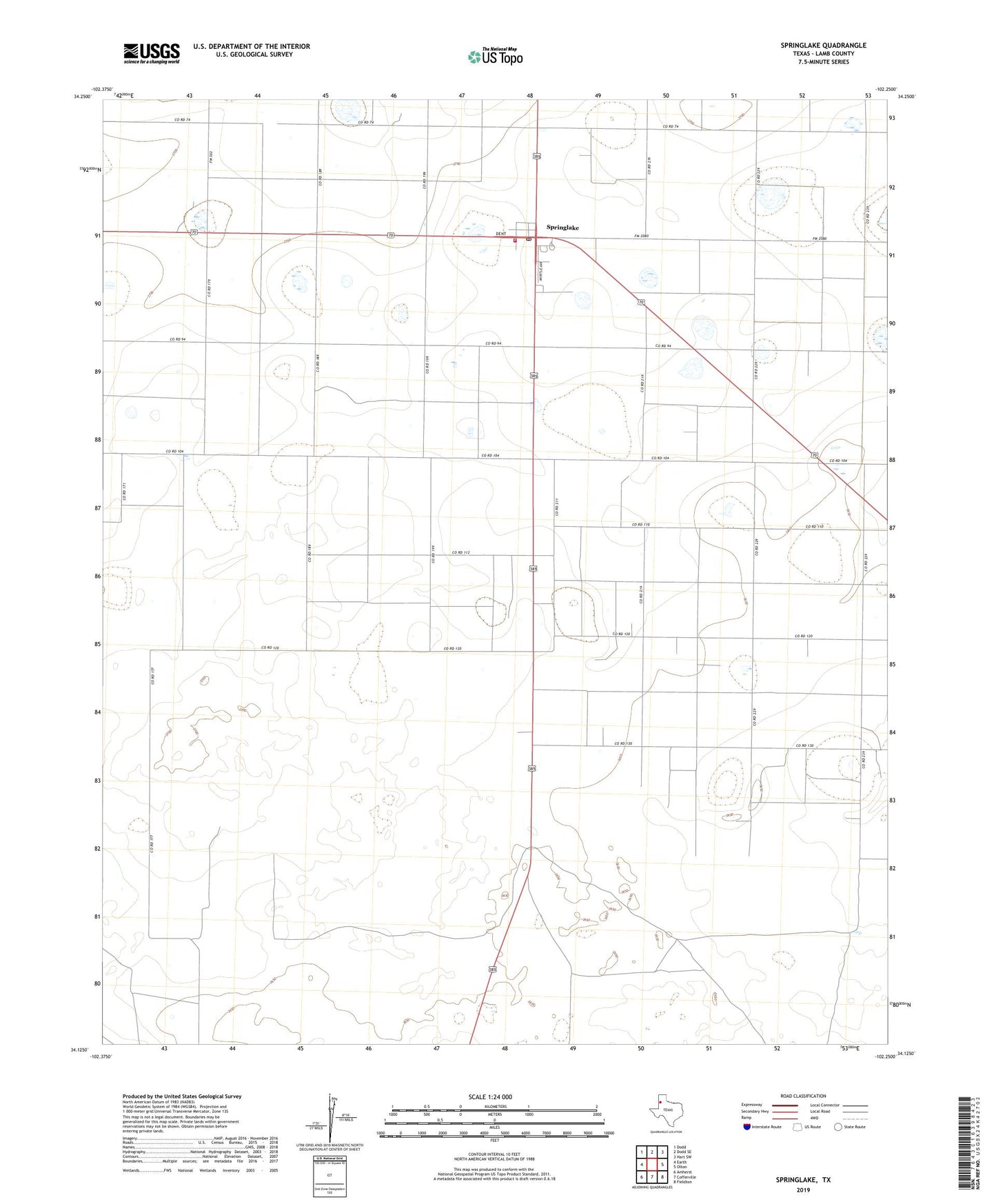 Springlake Texas US Topo Map Image