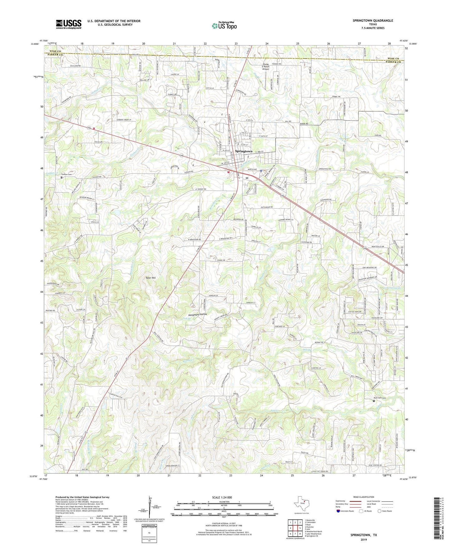 Springtown Texas US Topo Map Image