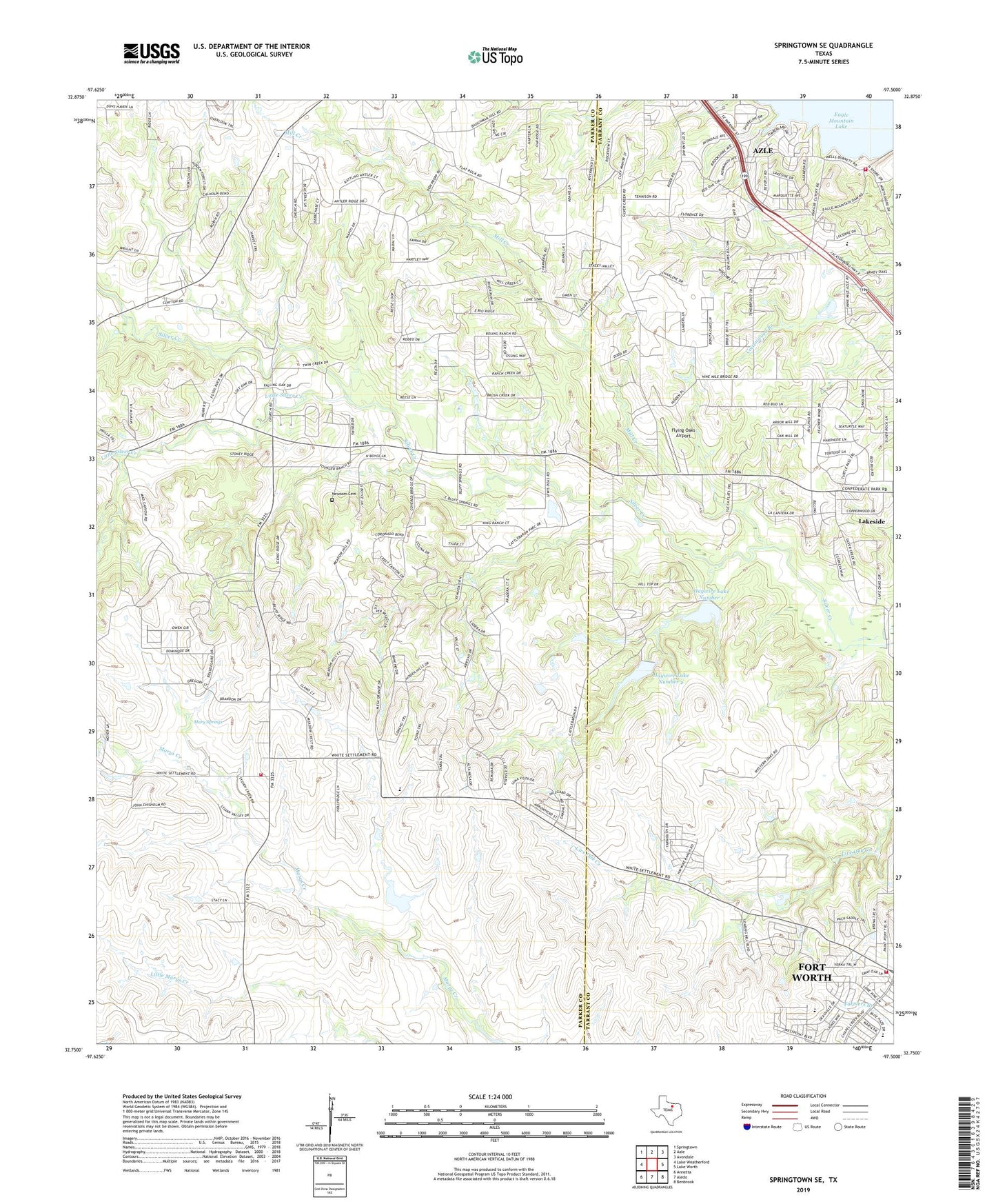 Springtown SE Texas US Topo Map Image