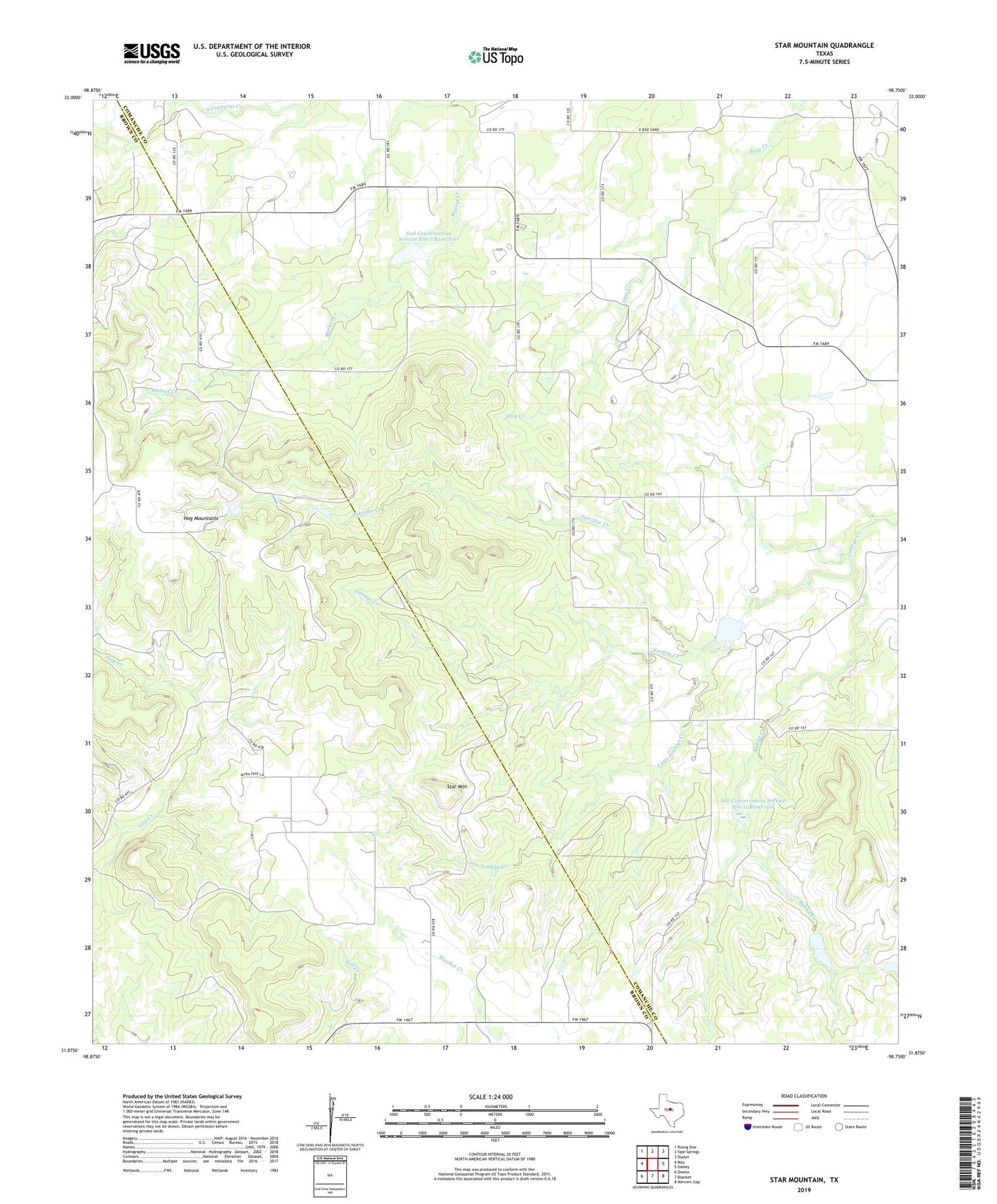 Star Mountain Texas US Topo Map Image