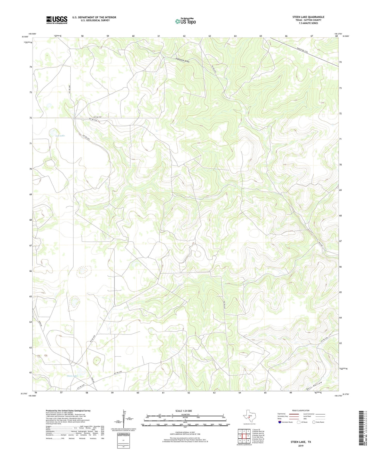 Steen Lake Texas US Topo Map Image