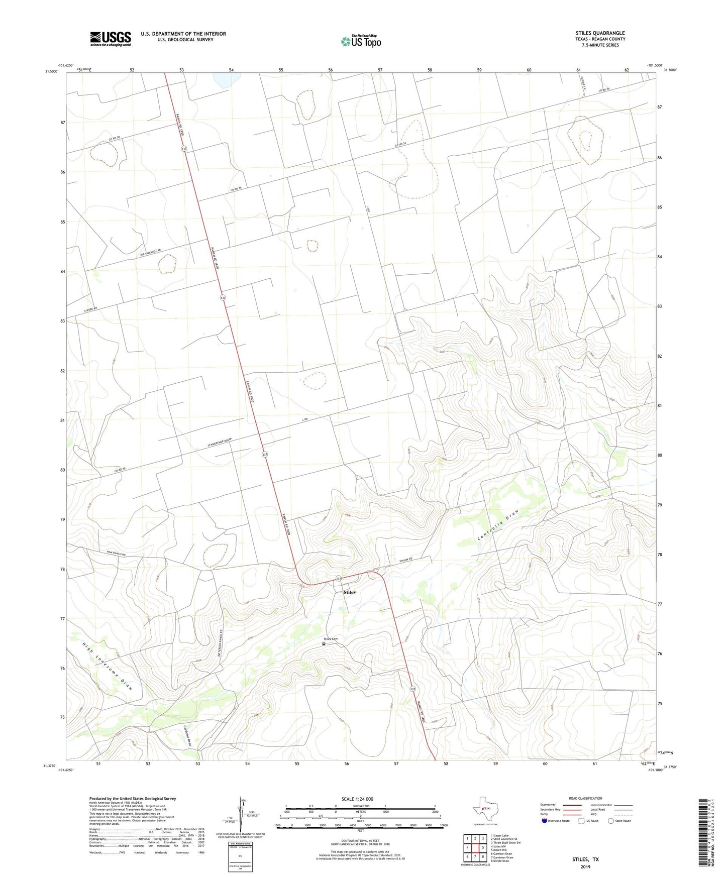Stiles Texas US Topo Map Image