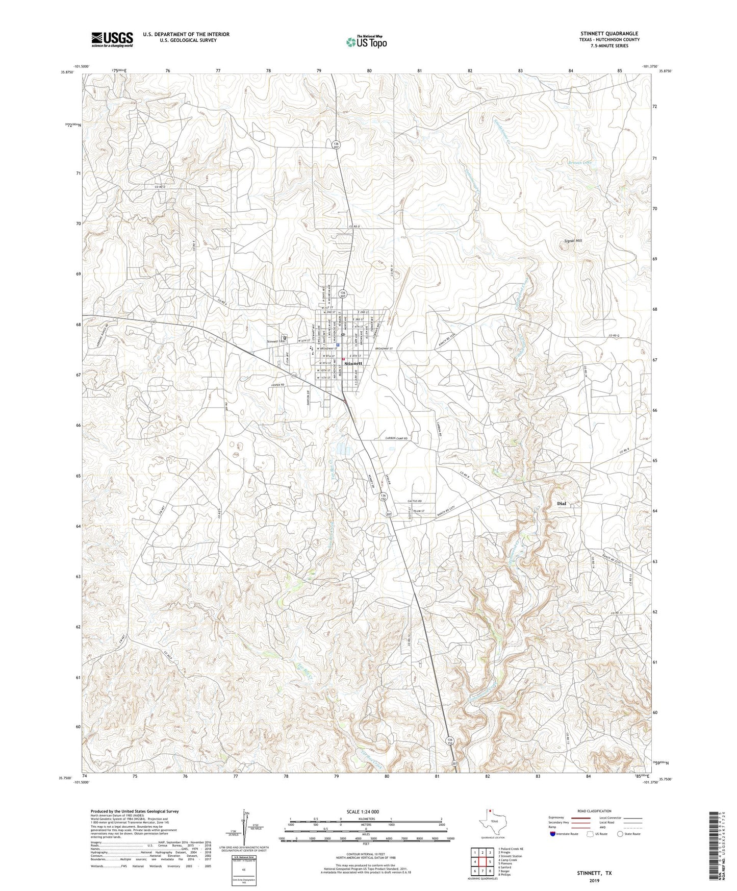 Stinnett Texas US Topo Map Image