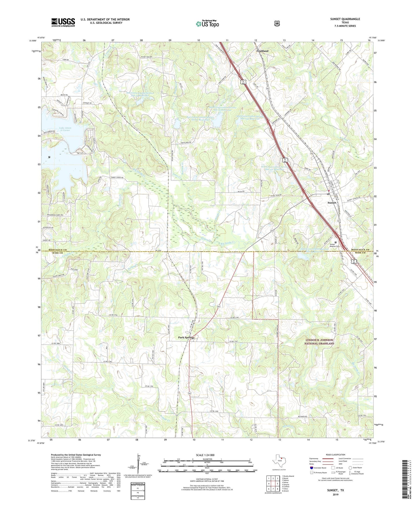Sunset Texas US Topo Map Image