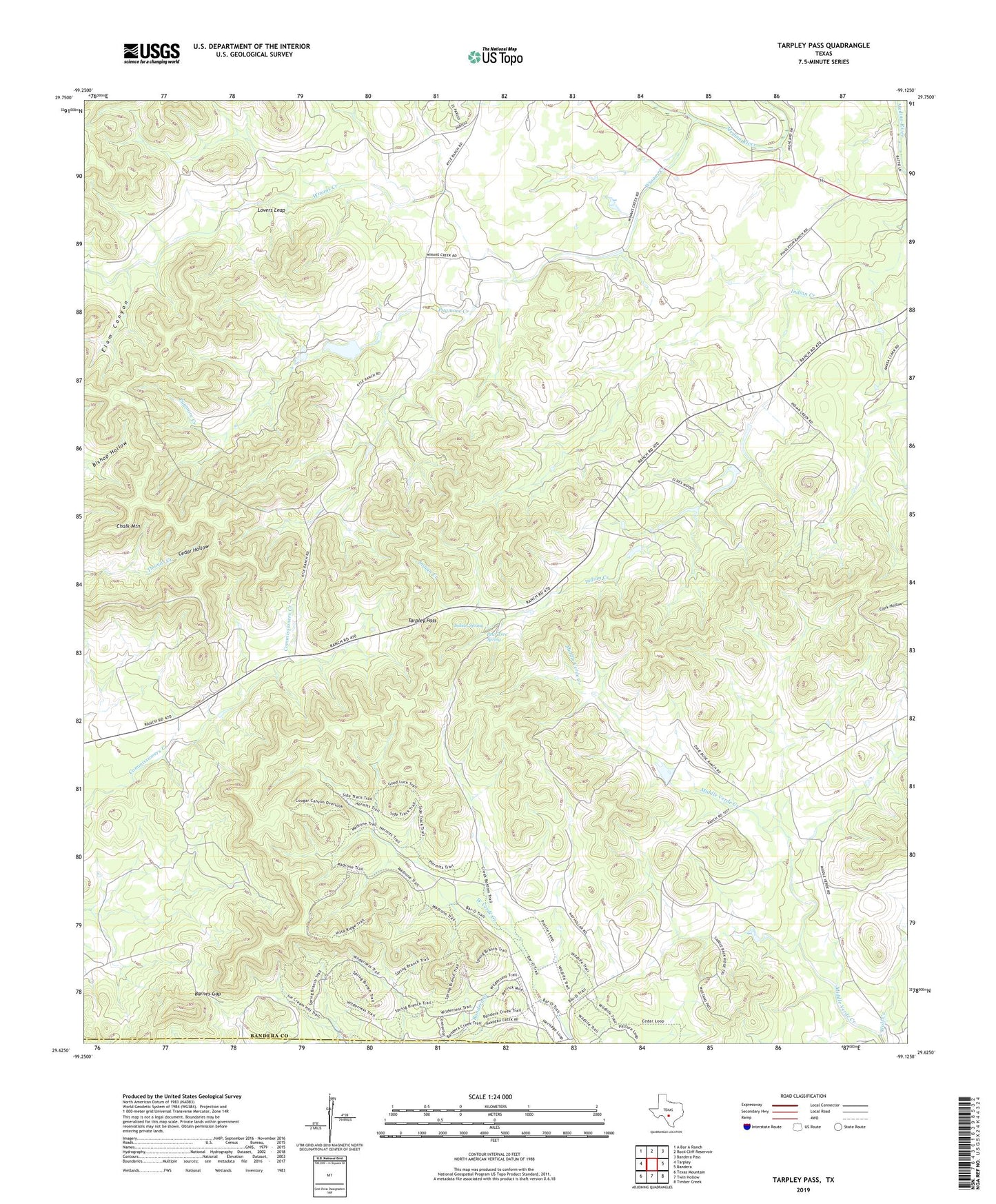 Tarpley Pass Texas US Topo Map Image