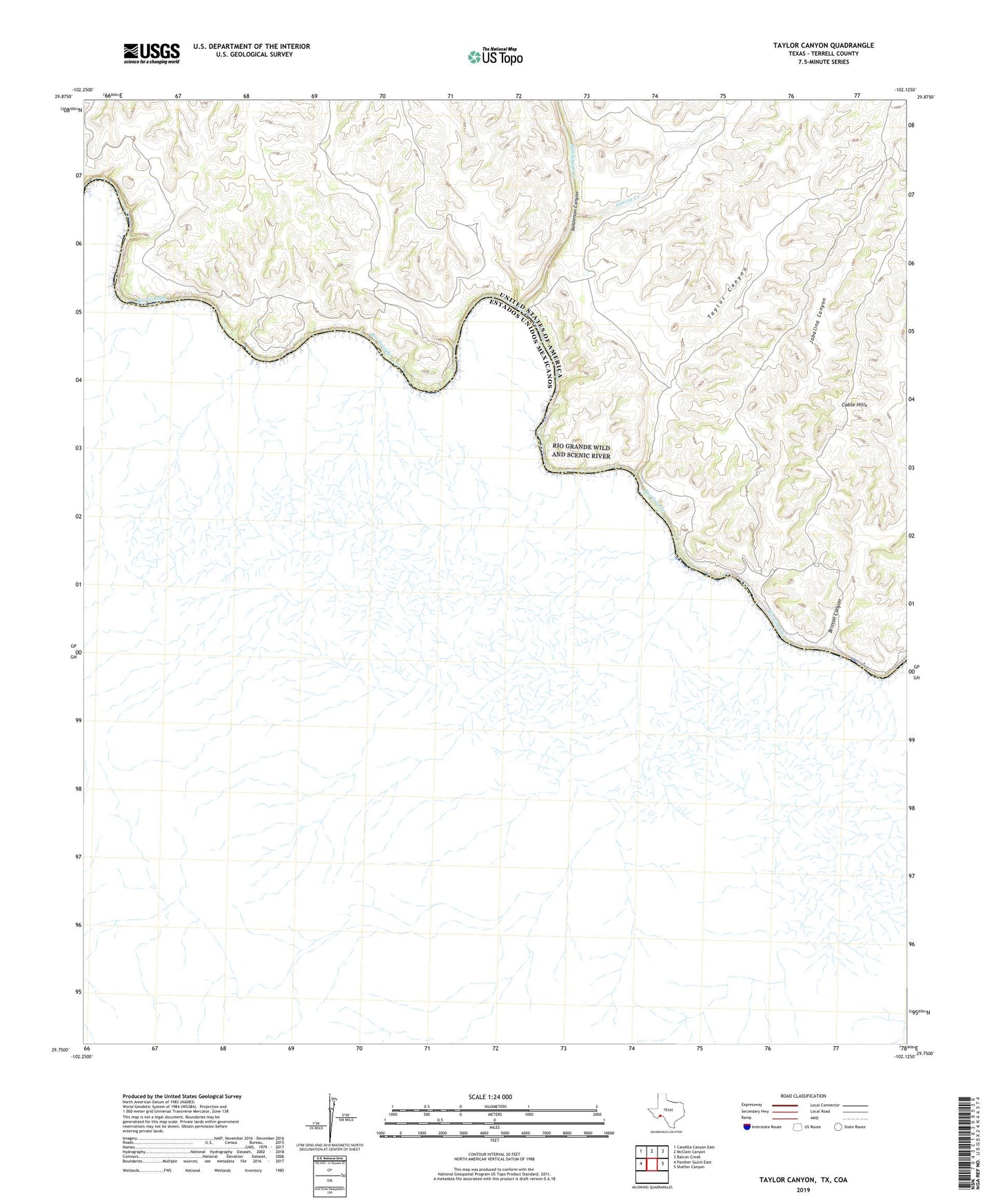 Taylor Canyon Texas US Topo Map Image