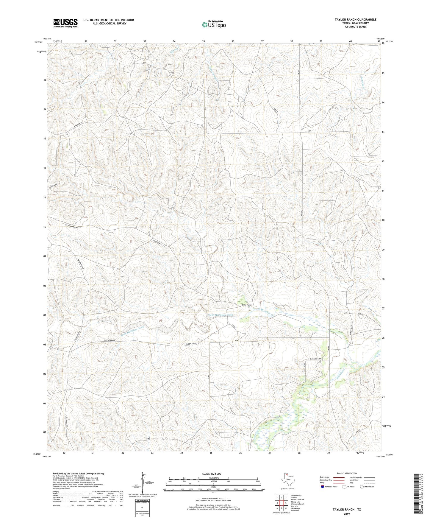 Taylor Ranch Texas US Topo Map Image