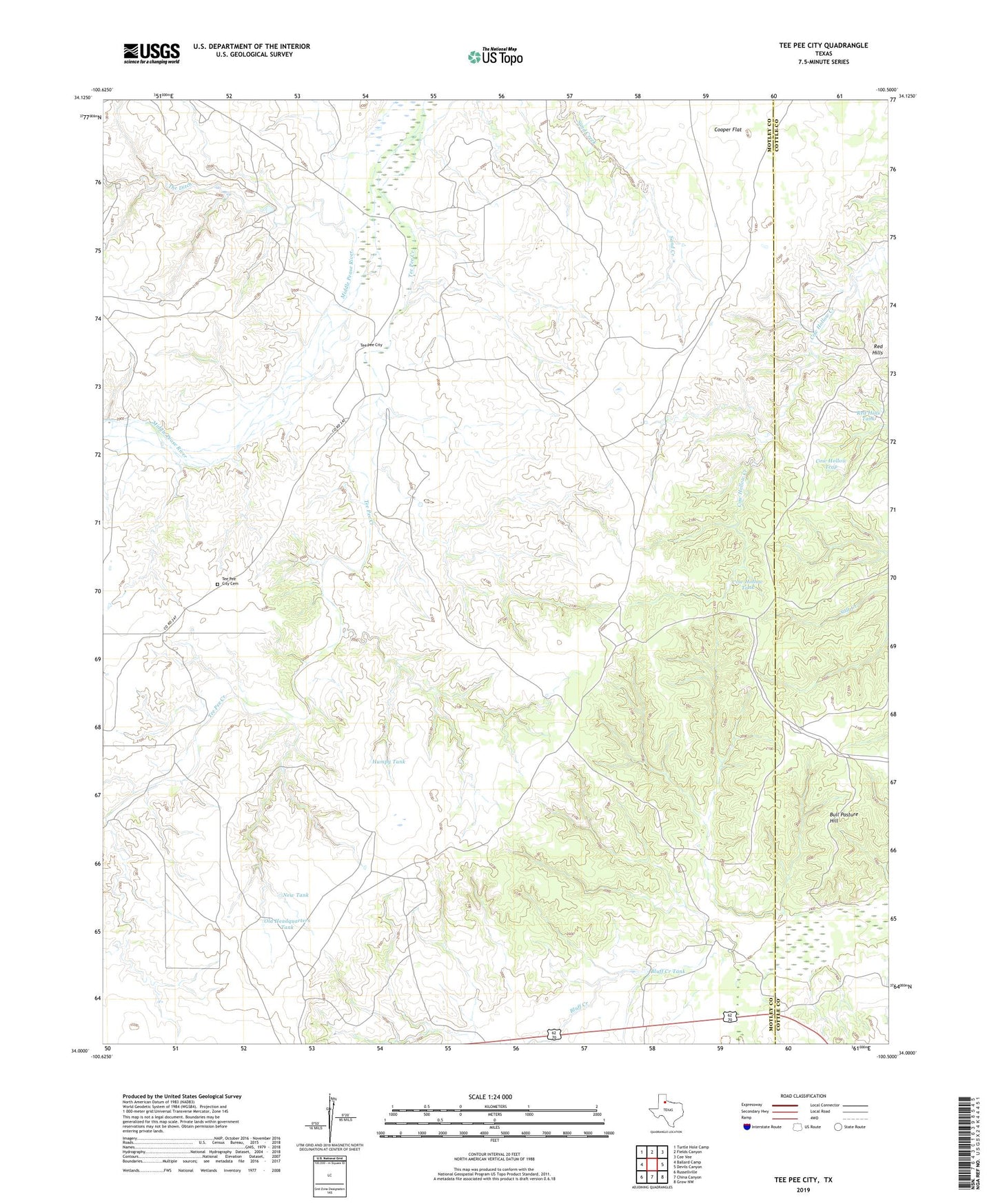 Tee Pee City Texas US Topo Map Image