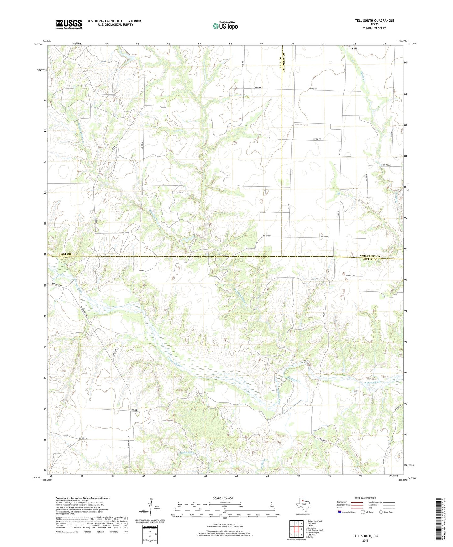 Tell South Texas US Topo Map Image