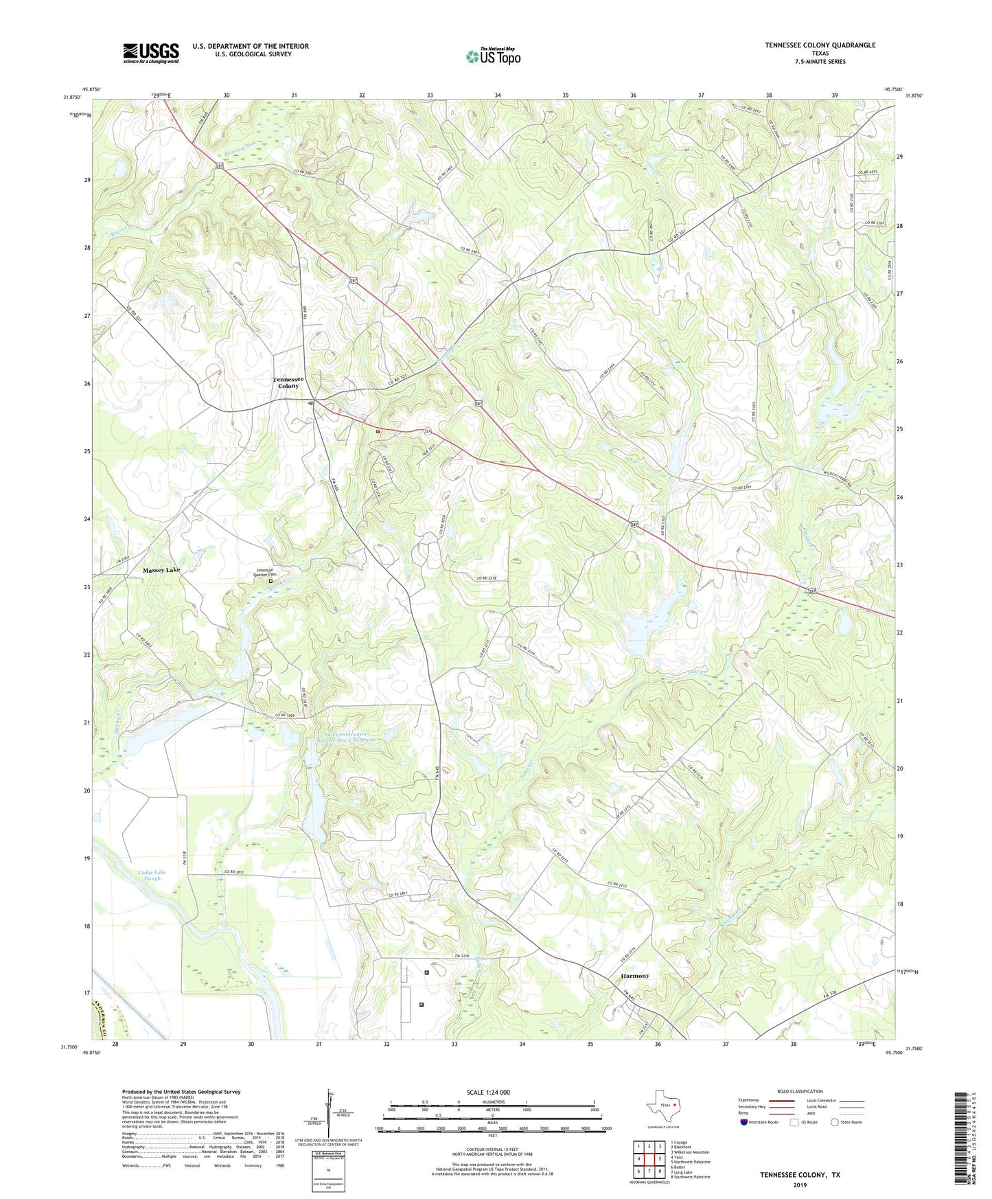 Tennessee Colony Texas US Topo Map Image