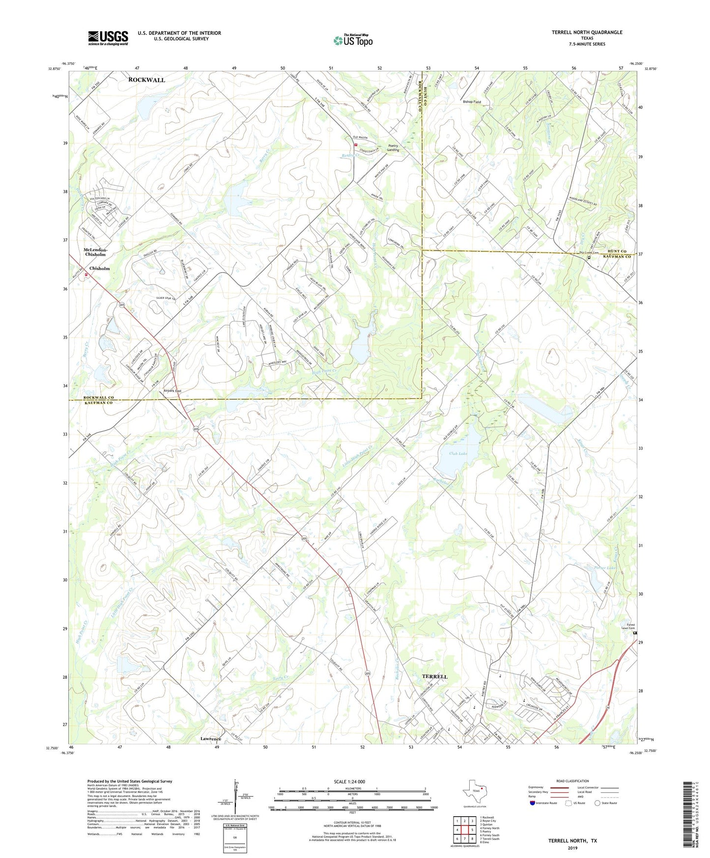 Terrell North Texas US Topo Map Image