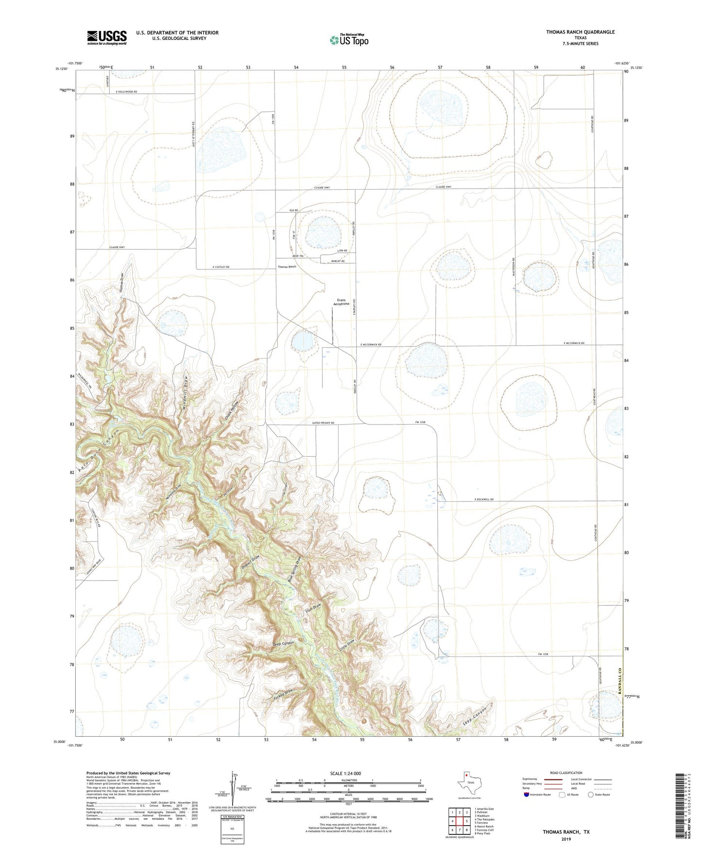 Thomas Ranch Texas US Topo Map Image