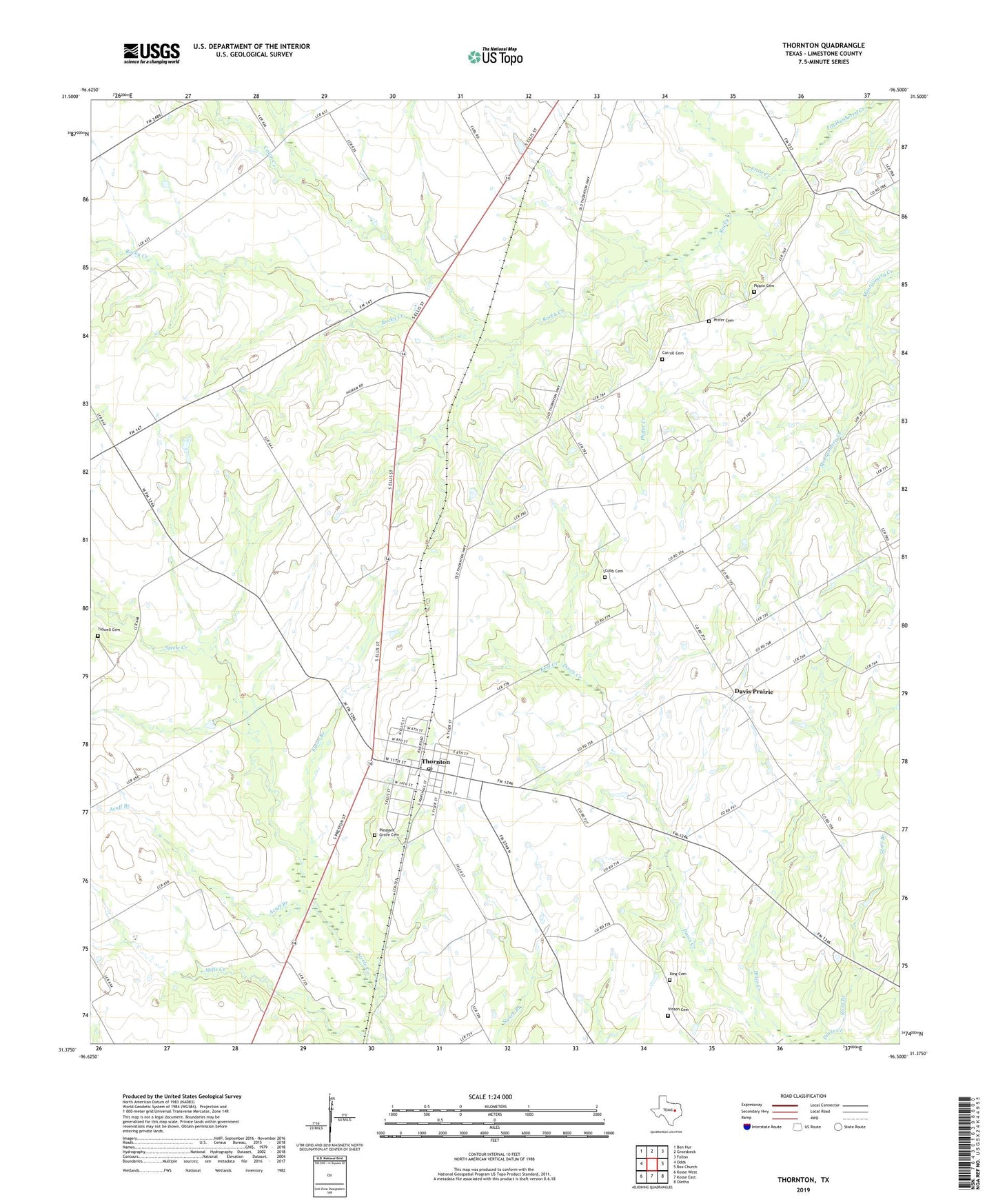 Thornton Texas US Topo Map Image
