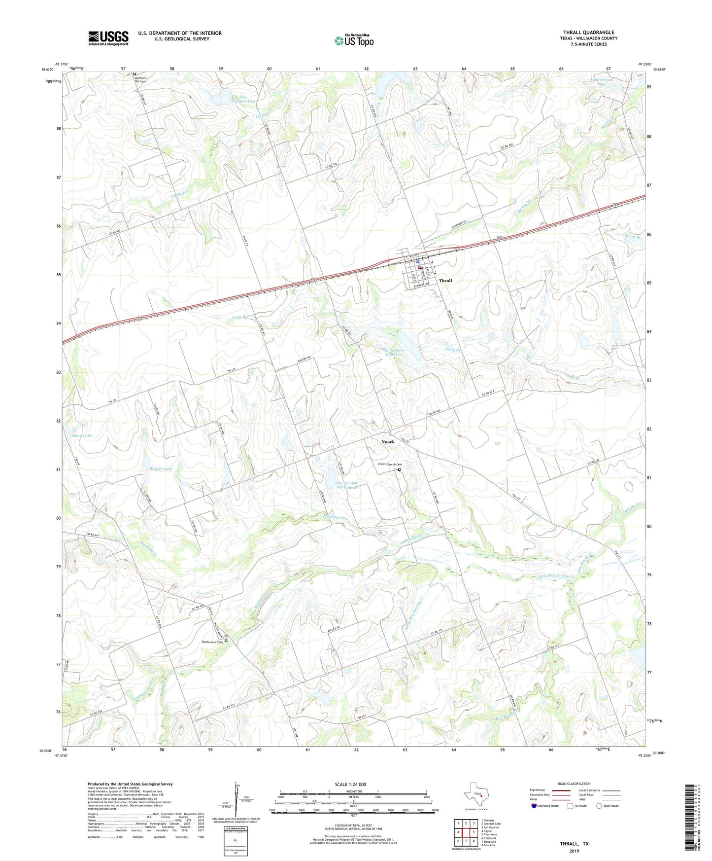 Thrall Texas US Topo Map Image