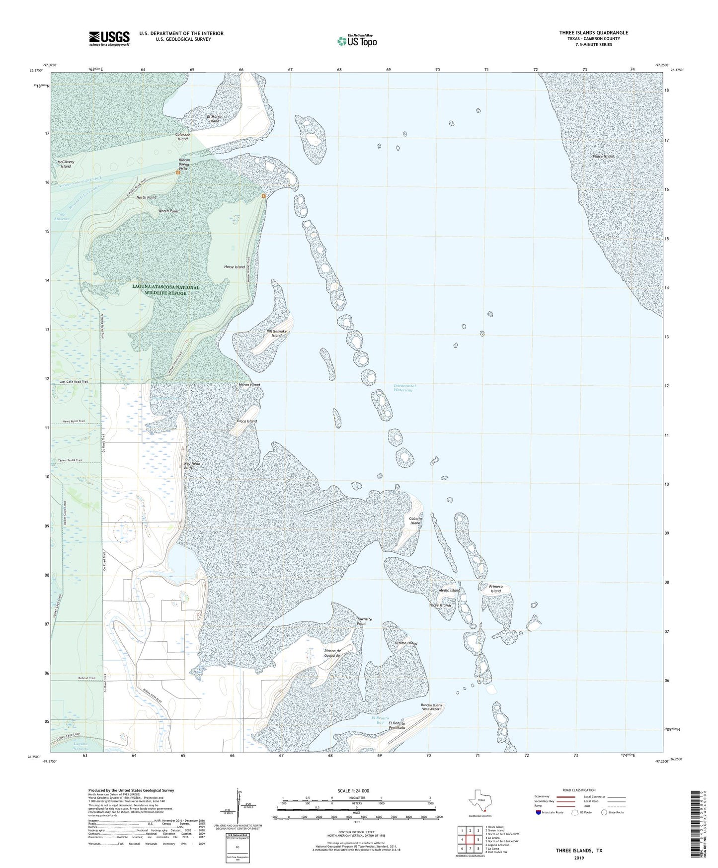 Three Islands Texas US Topo Map Image