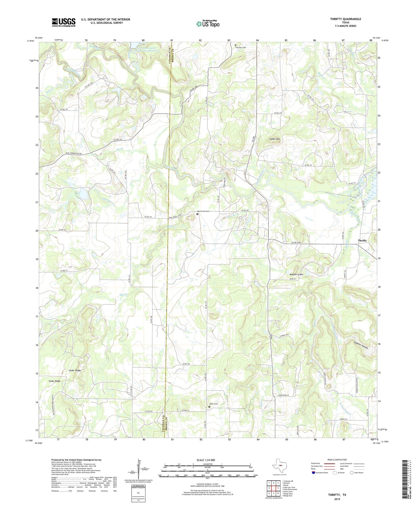 Thrifty Texas US Topo Map Image