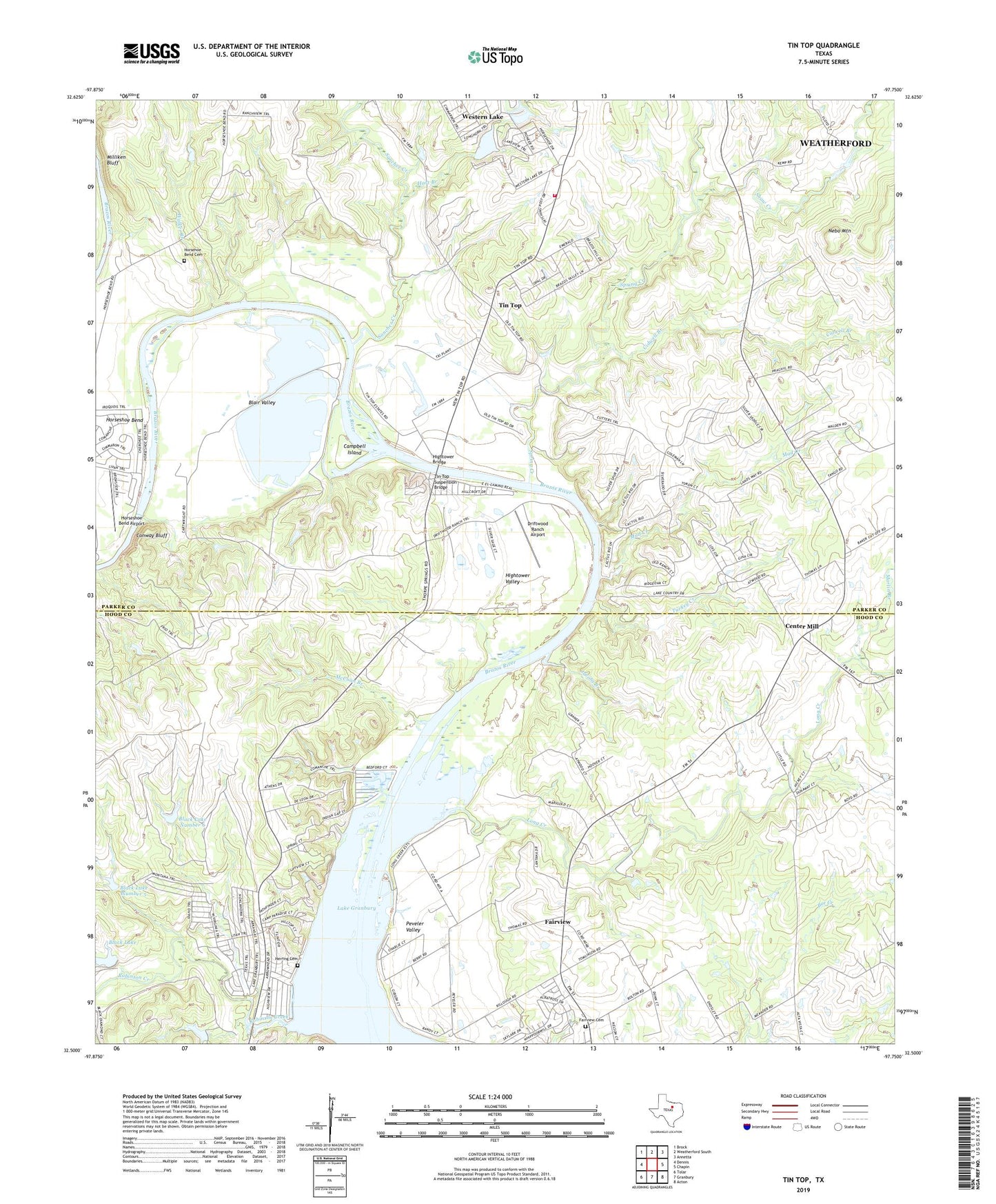 Tin Top Texas US Topo Map Image