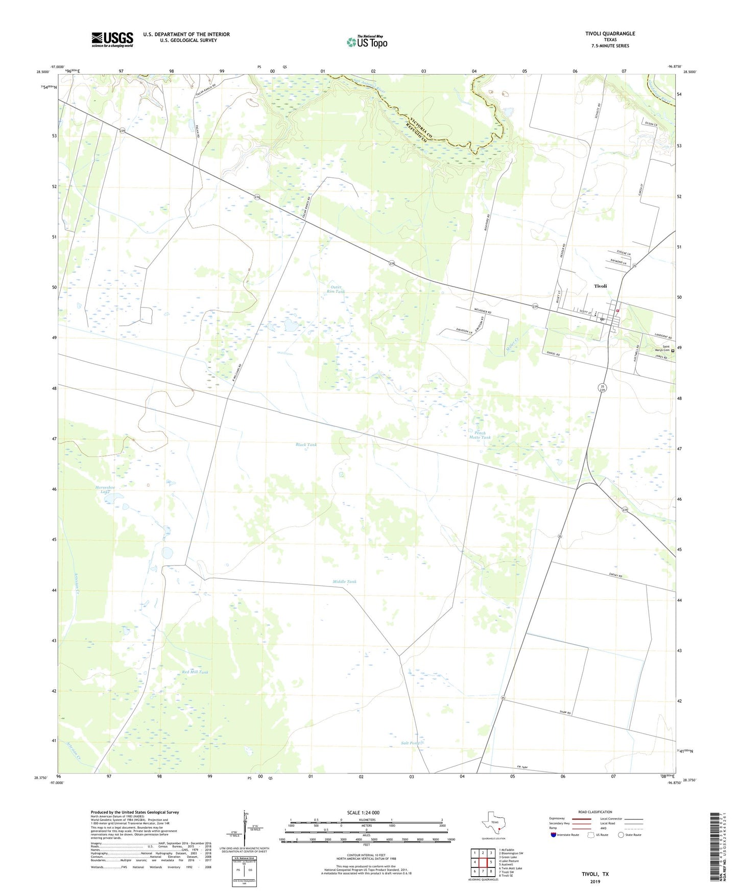 Tivoli Texas US Topo Map Image