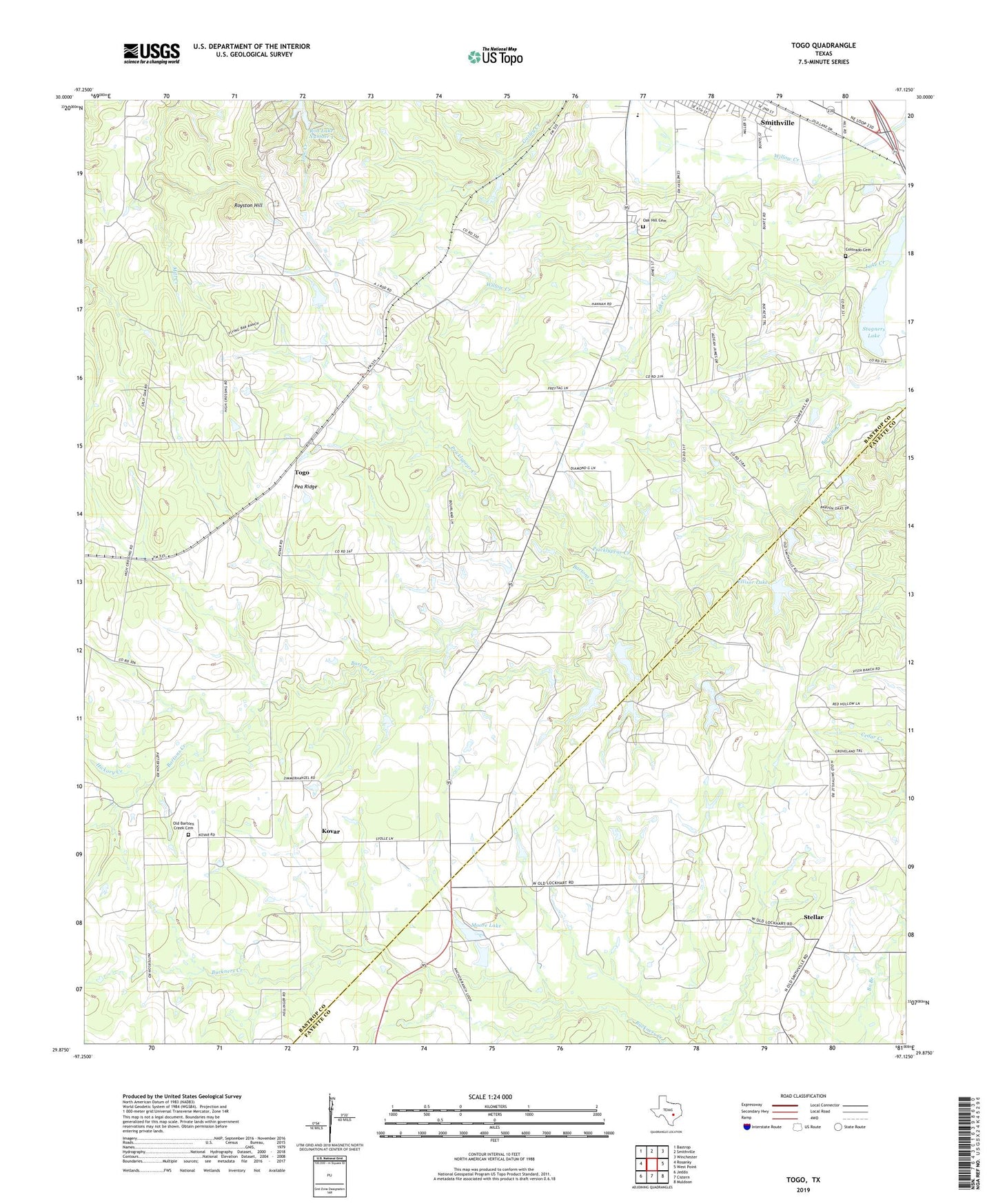 Togo Texas US Topo Map Image