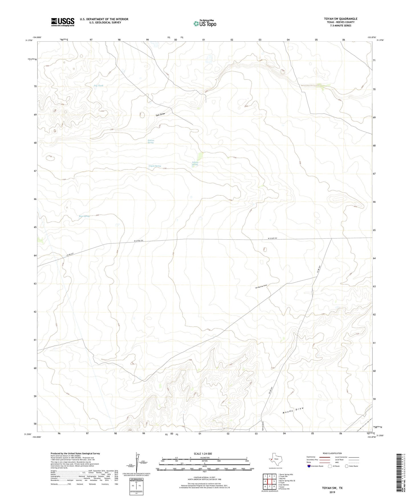 Toyah SW Texas US Topo Map Image