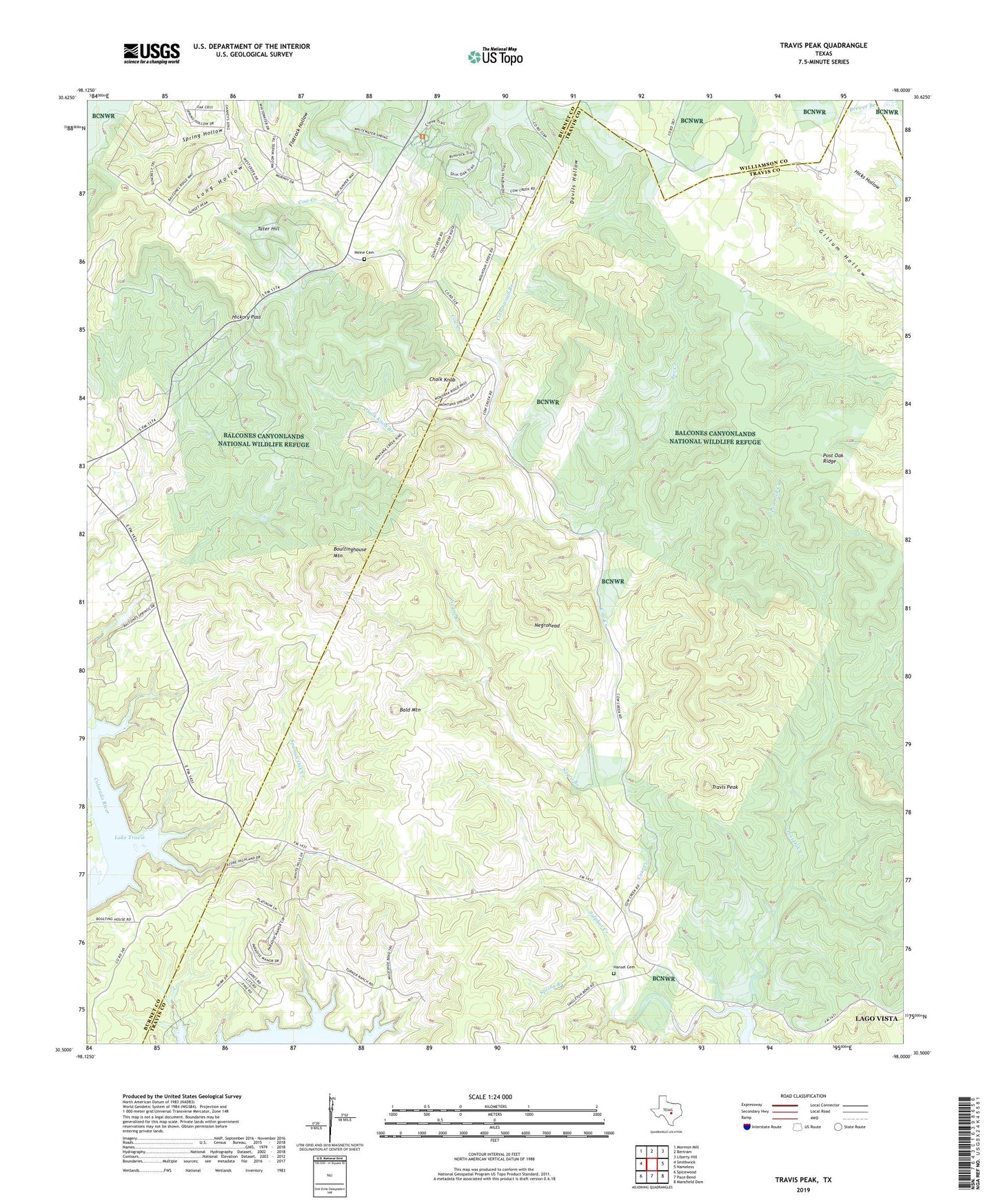 Travis Peak Texas US Topo Map Image
