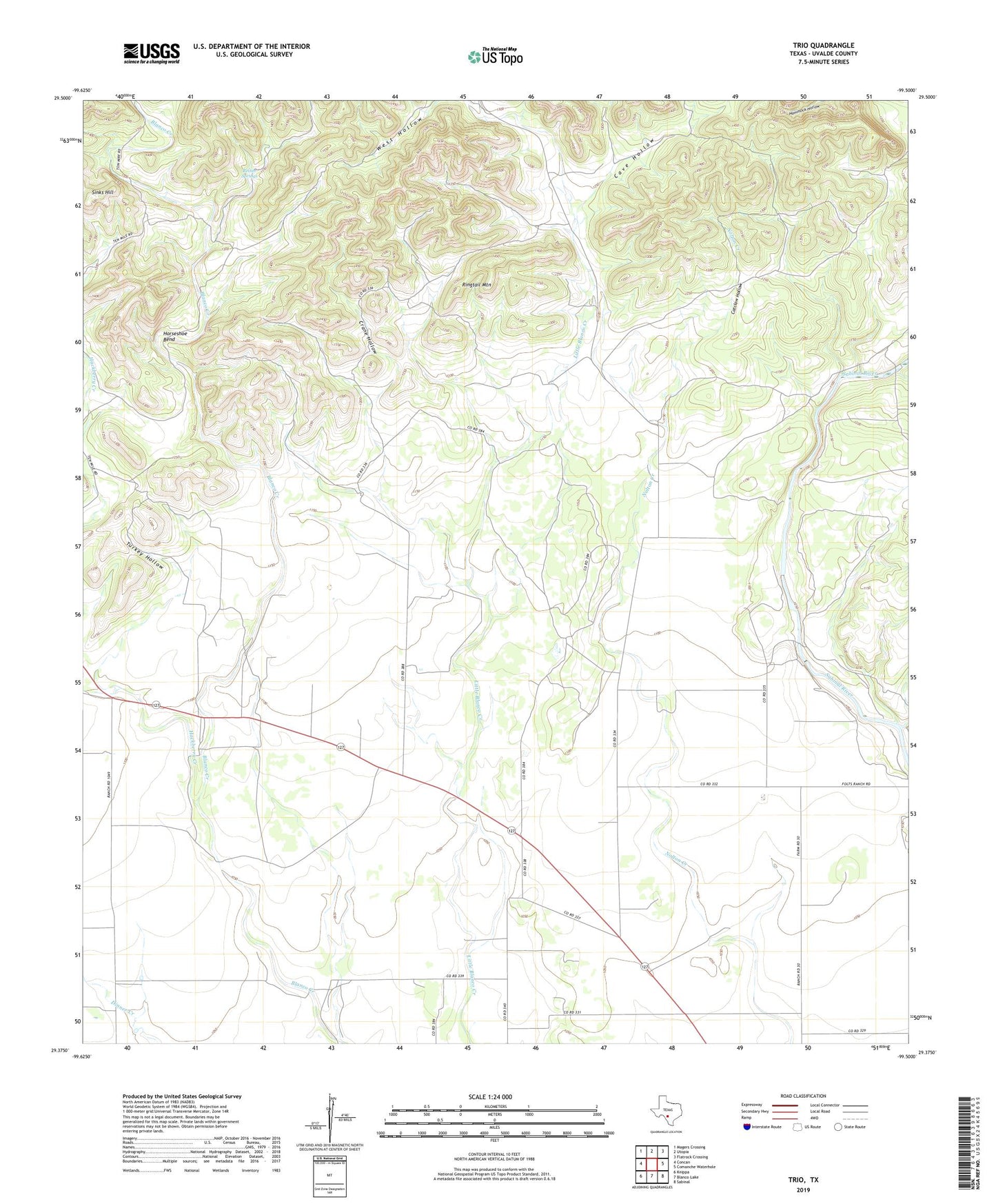 Trio Texas US Topo Map Image