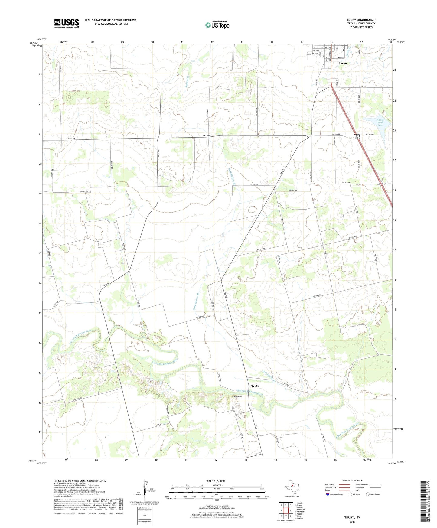Truby Texas US Topo Map Image