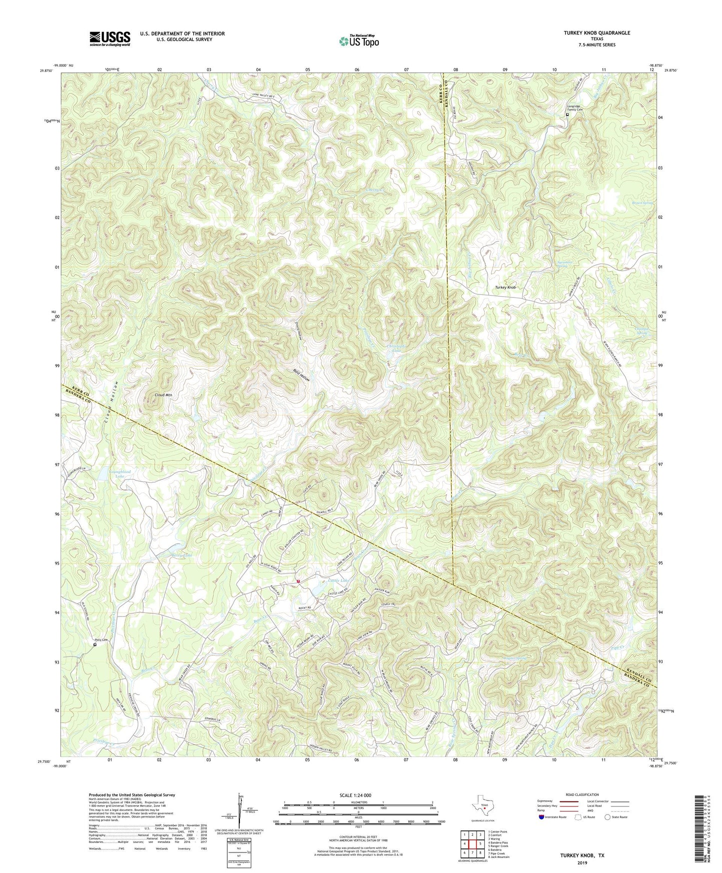 Turkey Knob Texas US Topo Map Image