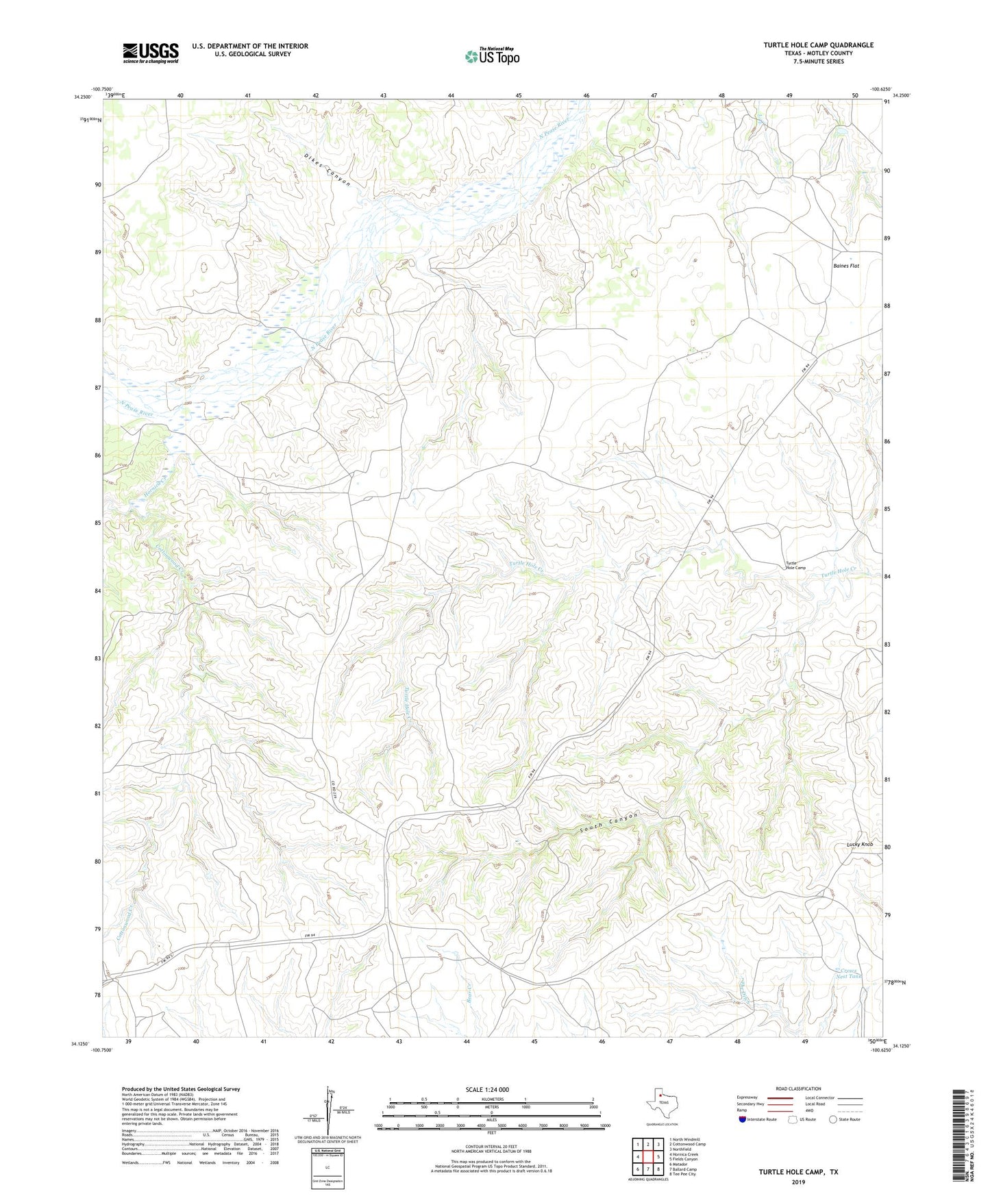 Turtle Hole Camp Texas US Topo Map Image