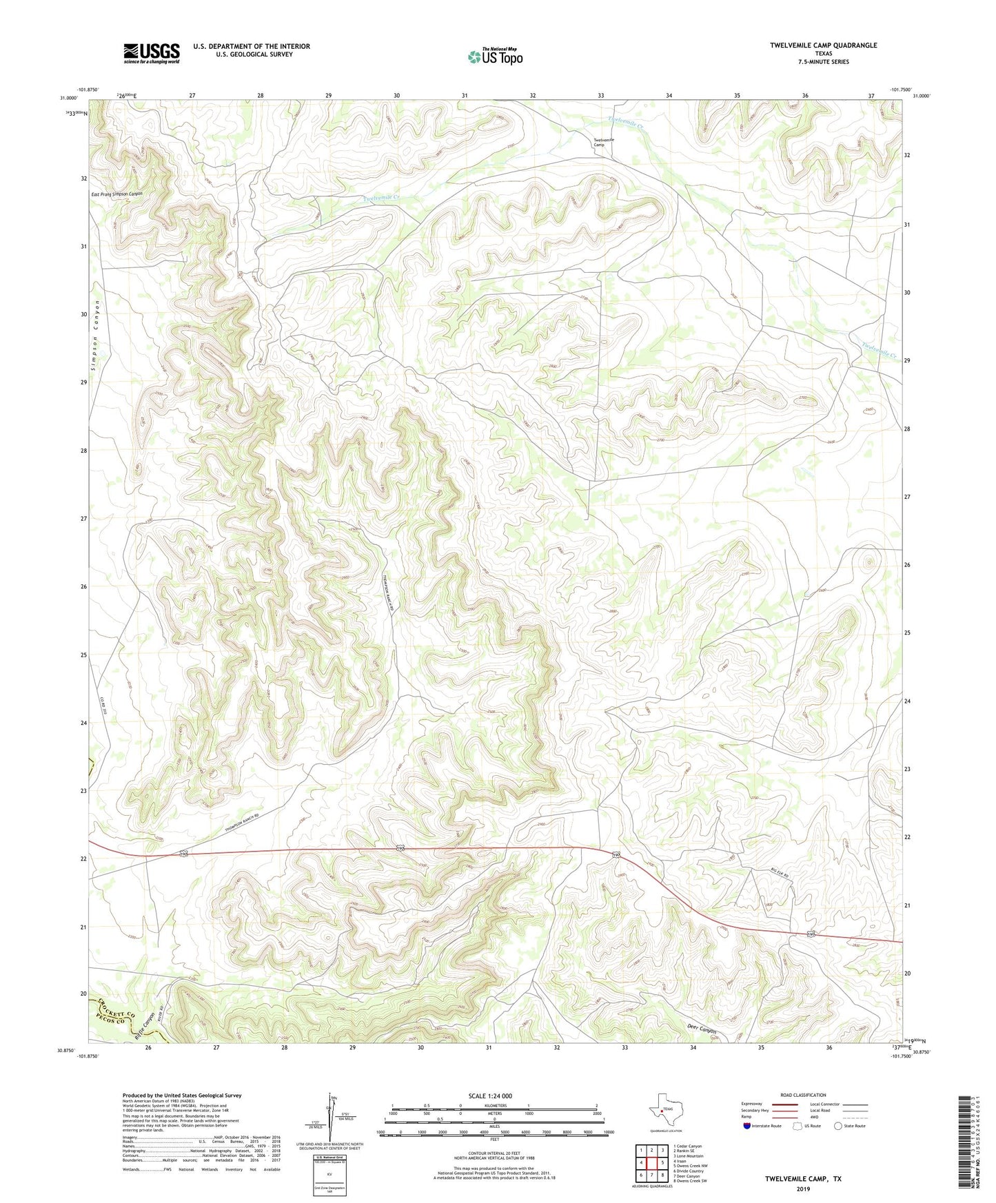 Twelvemile Camp Texas US Topo Map Image