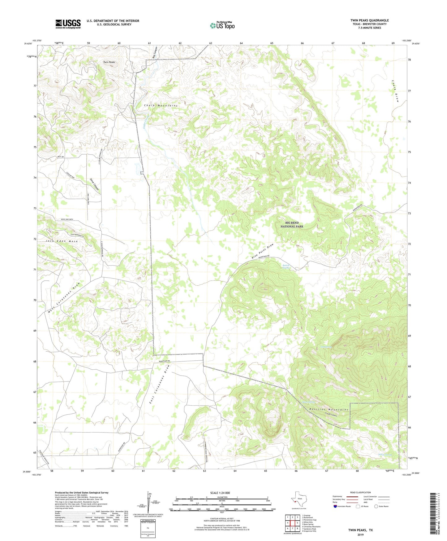 Twin Peaks Texas US Topo Map Image