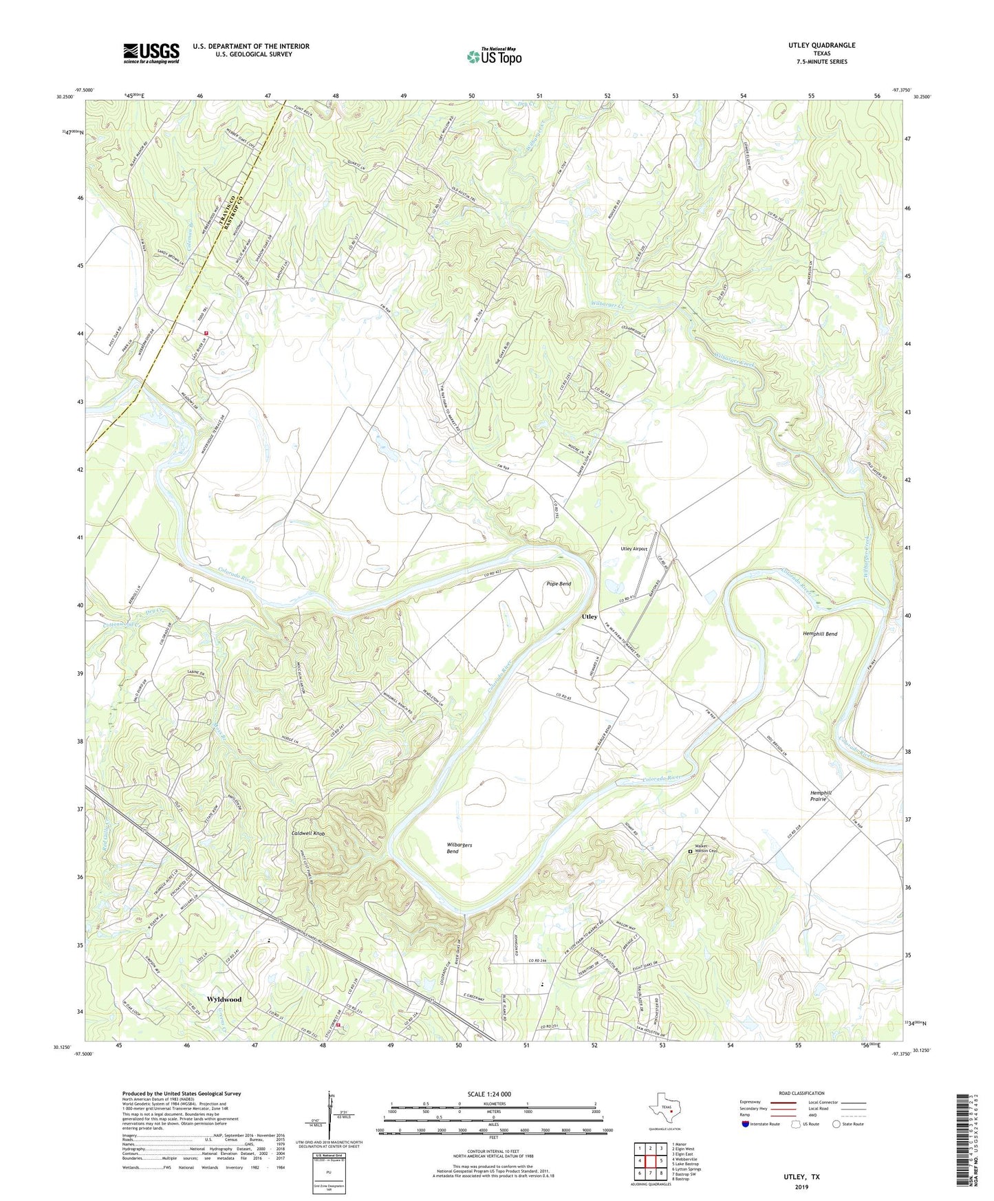 Utley Texas US Topo Map Image