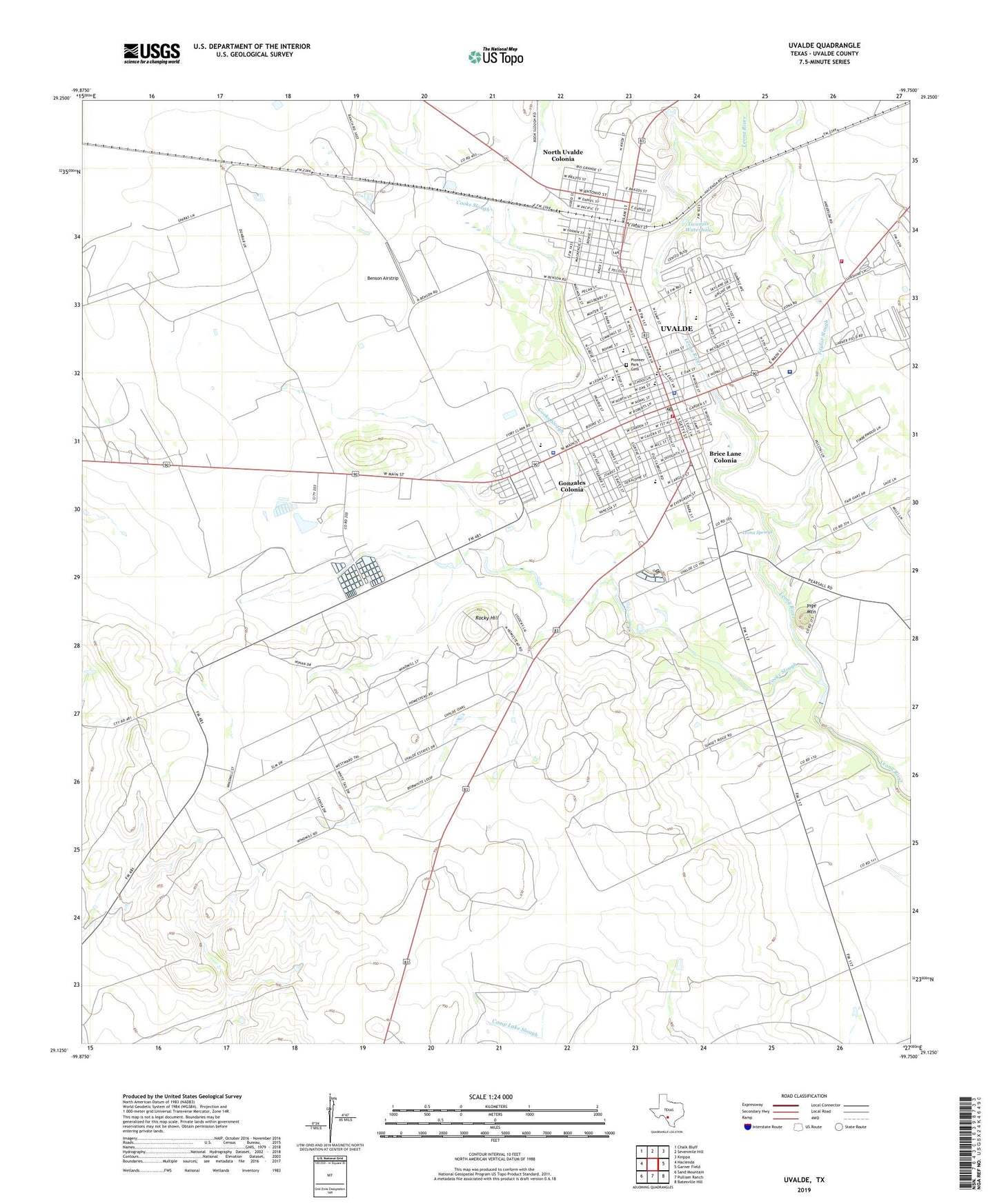 Uvalde Texas US Topo Map Image