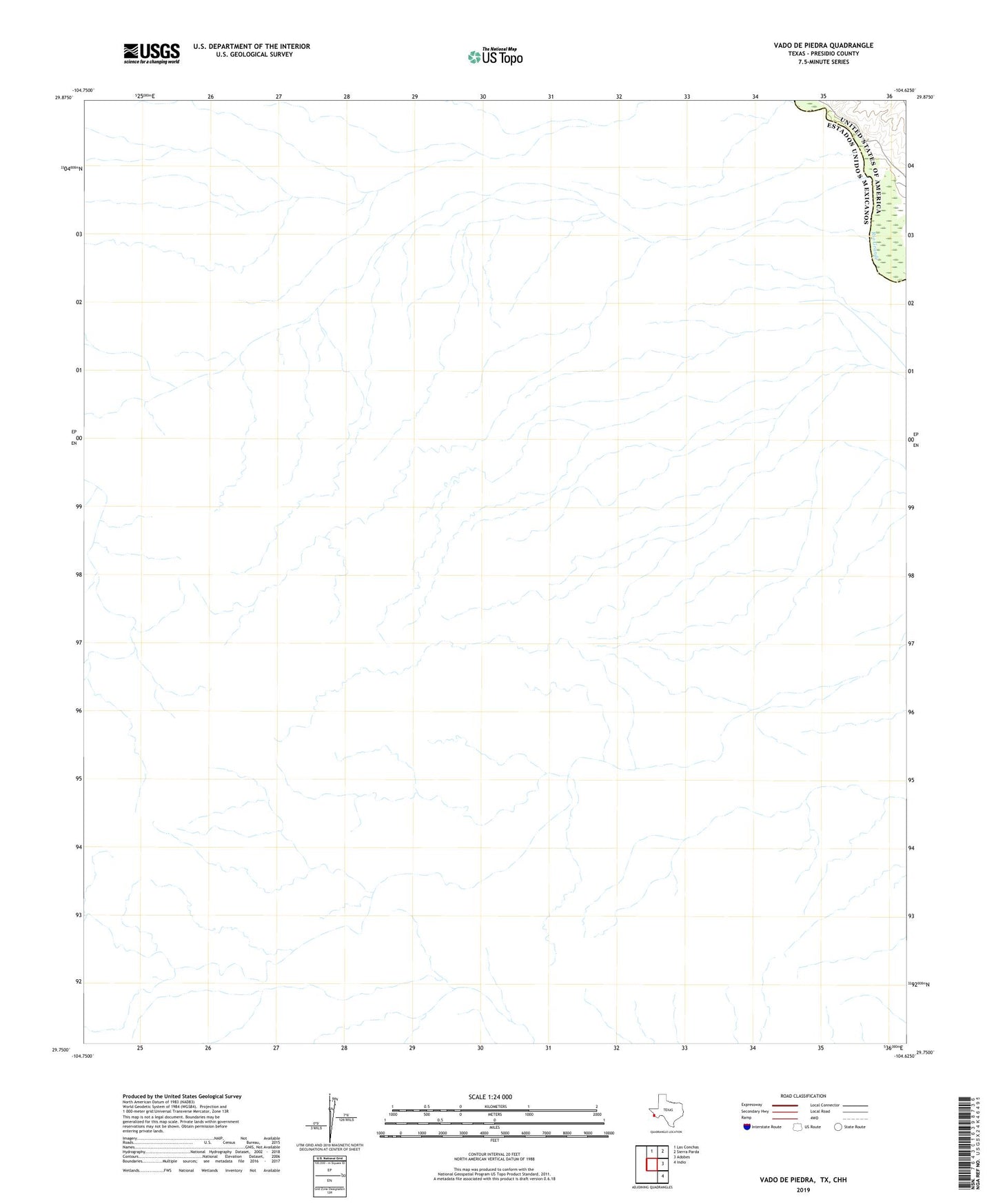 Vado De Piedra Texas US Topo Map Image