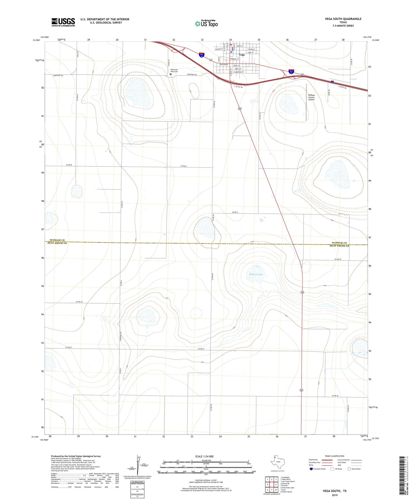 Vega South Texas US Topo Map Image