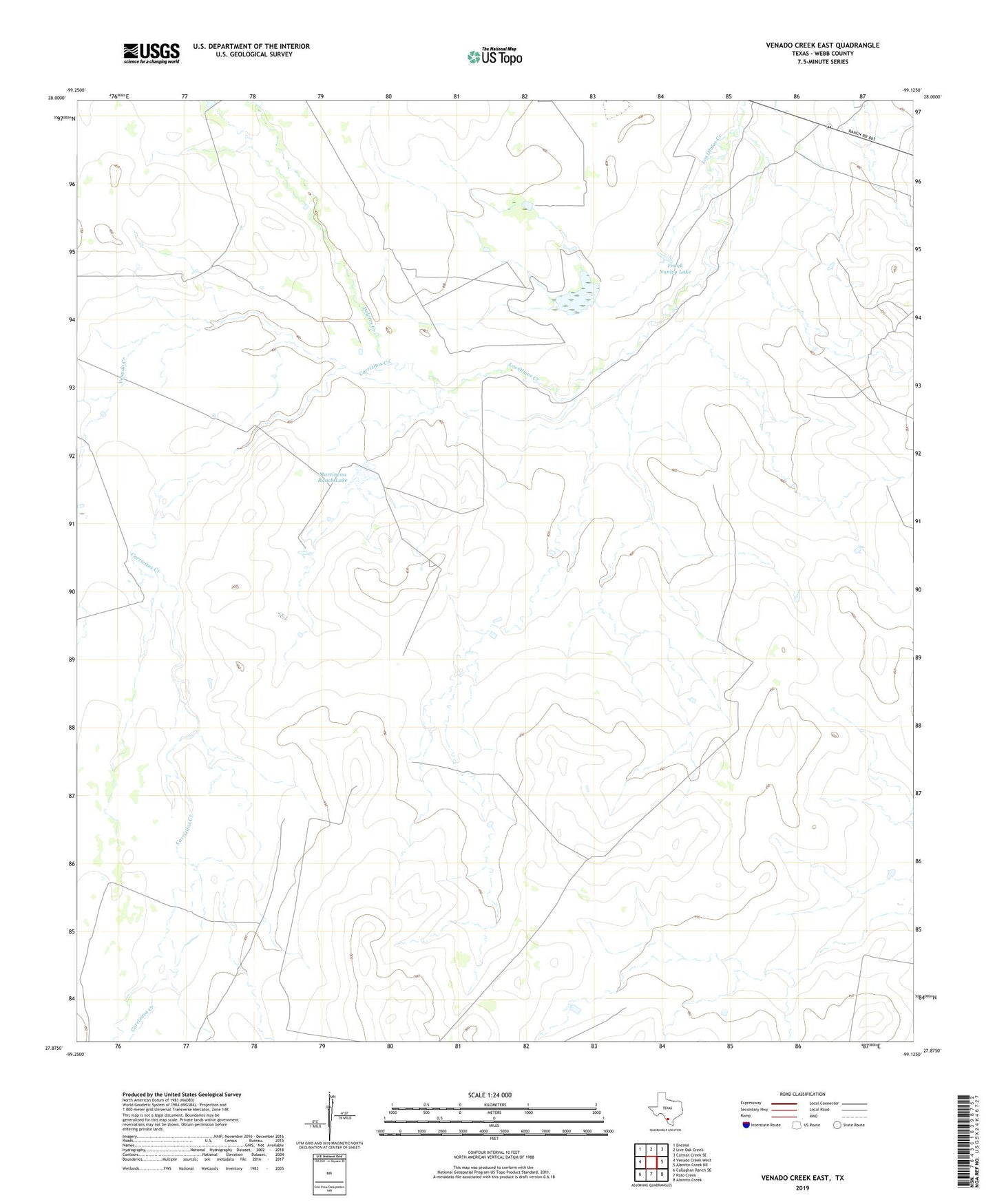 Venado Creek East Texas US Topo Map Image