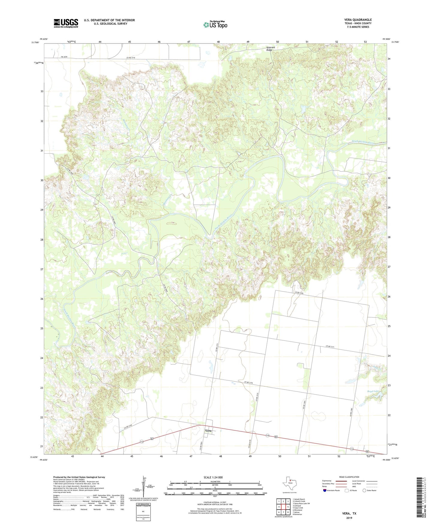 Vera Texas US Topo Map Image