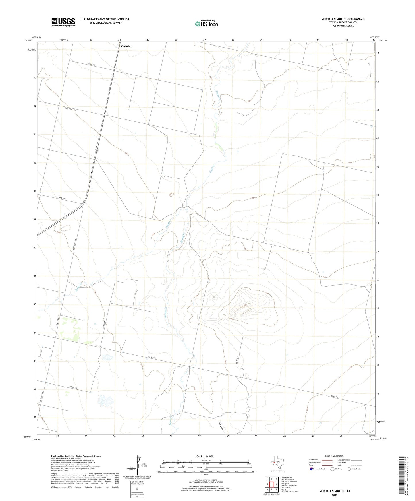 Verhalen South Texas US Topo Map Image