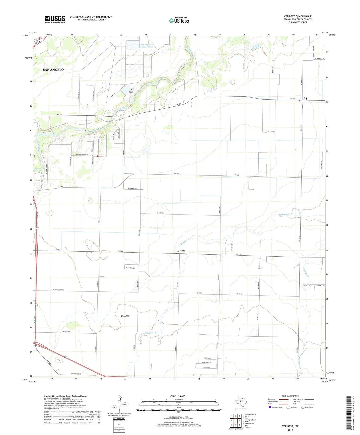 Veribest Texas US Topo Map Image