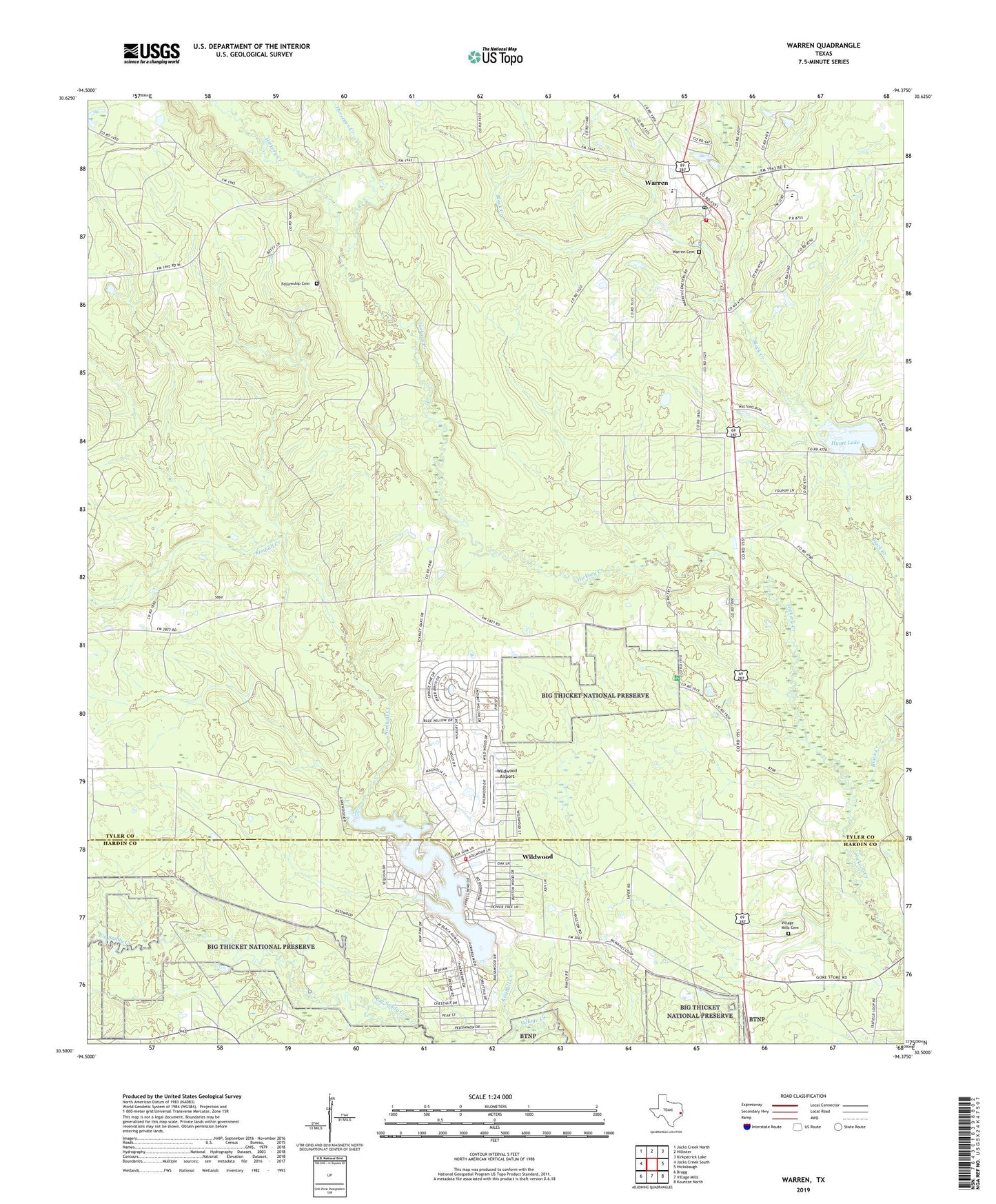 Warren Texas US Topo Map Image