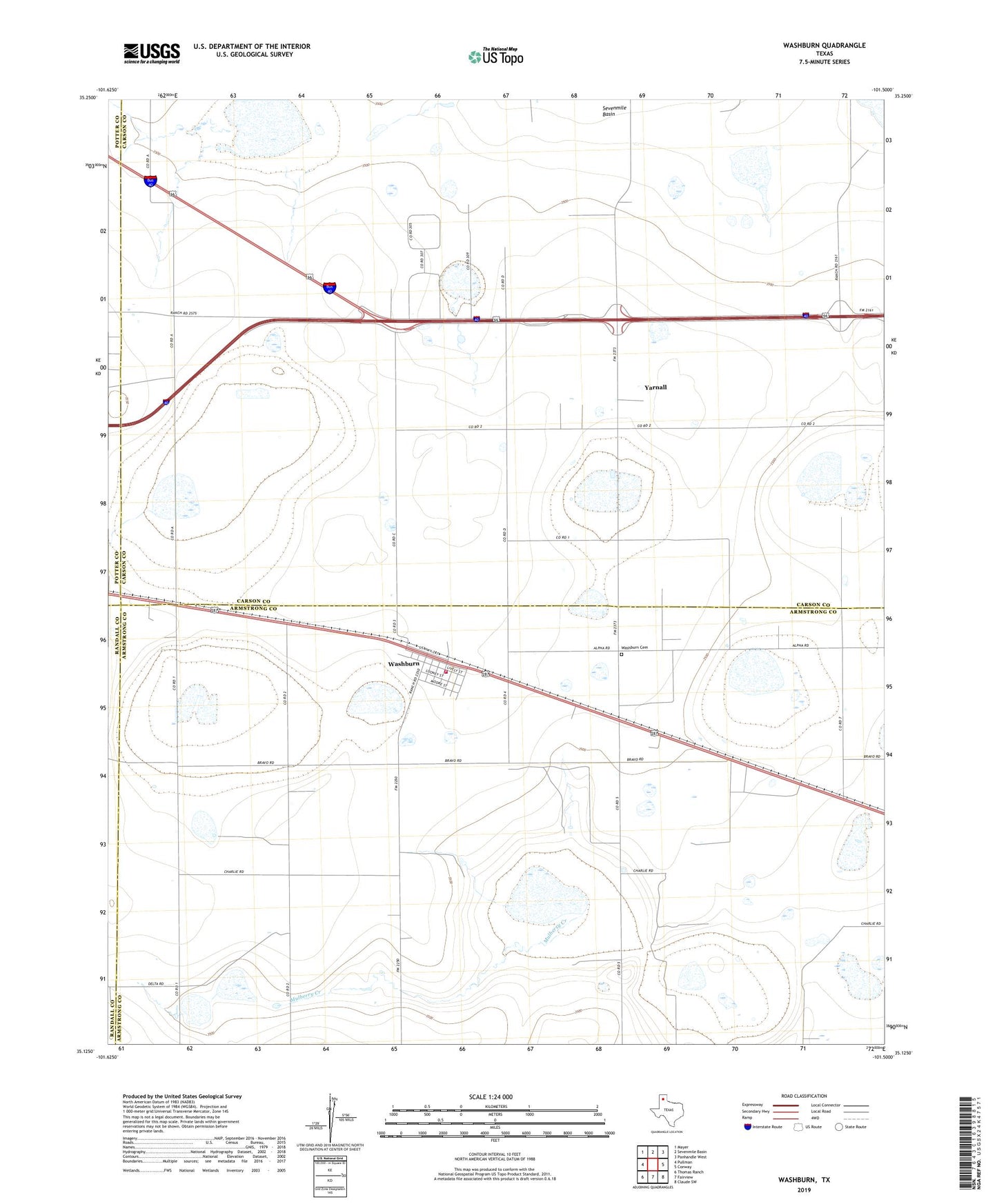 Washburn Texas US Topo Map Image
