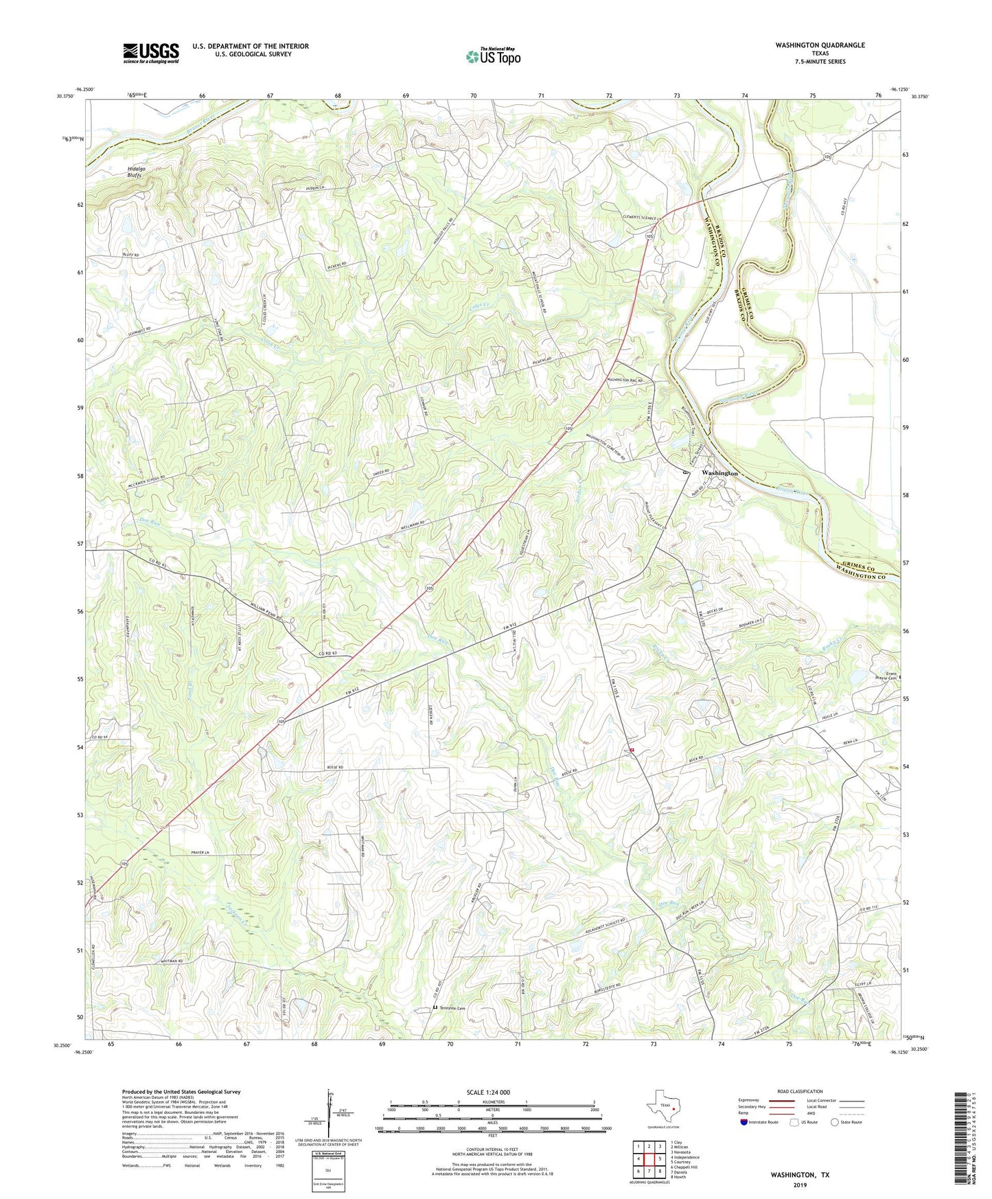 Washington Texas US Topo Map Image